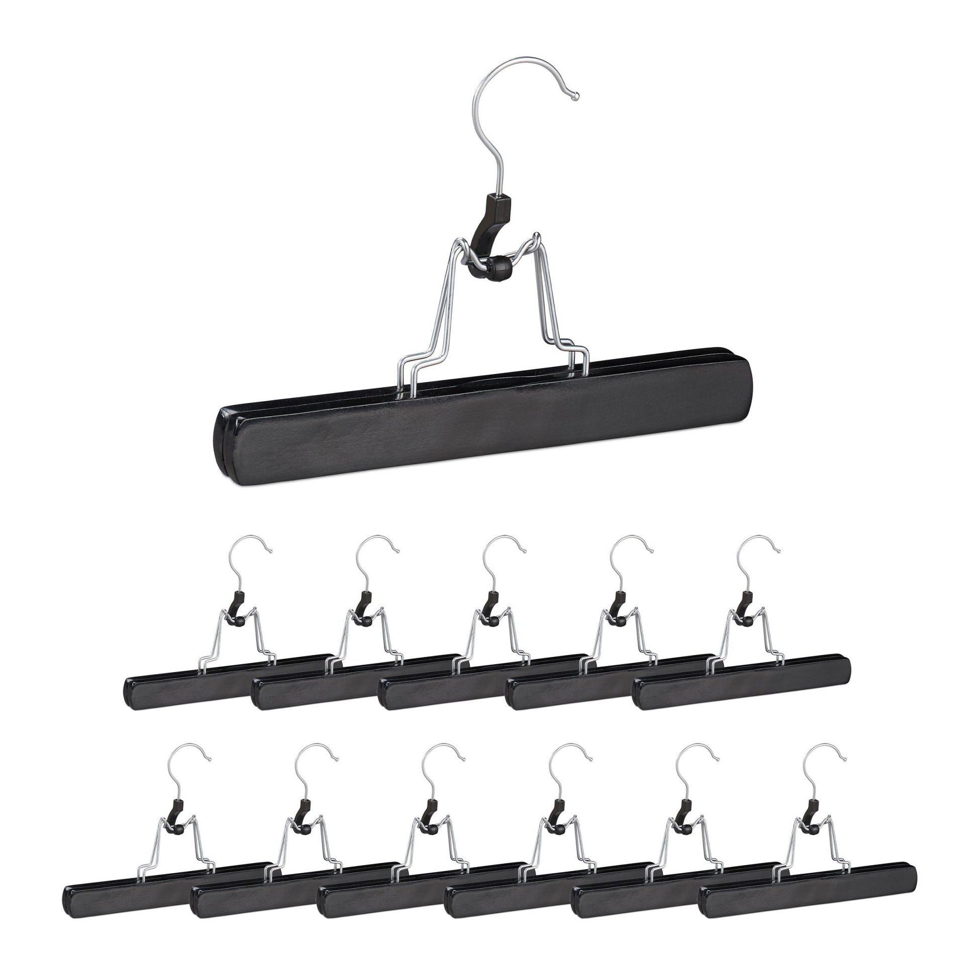 Hosenspanner 12er-Set Schwarz-Silber von Relaxdays