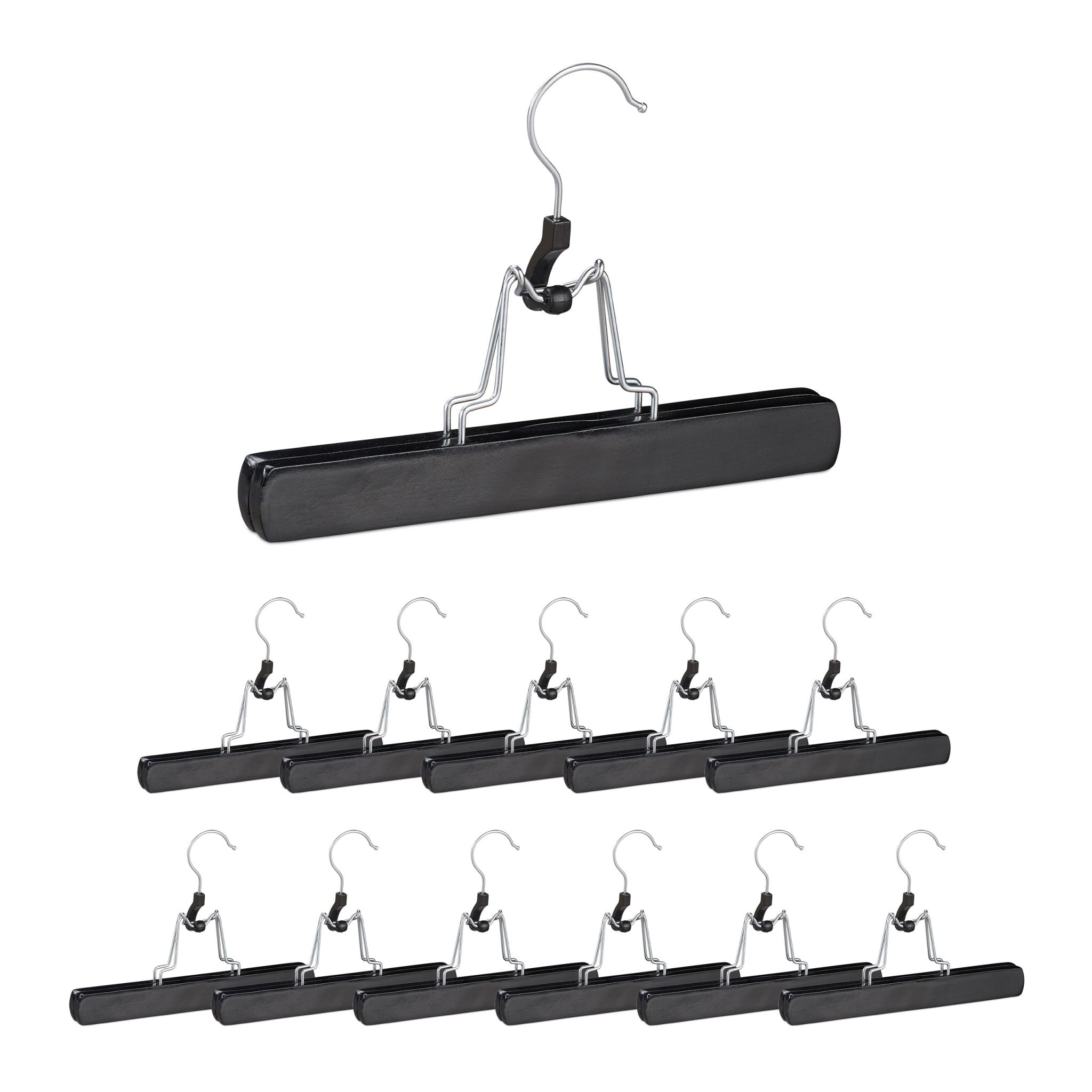 Hosenspanner 12er-Set Schwarz-Silber von Relaxdays