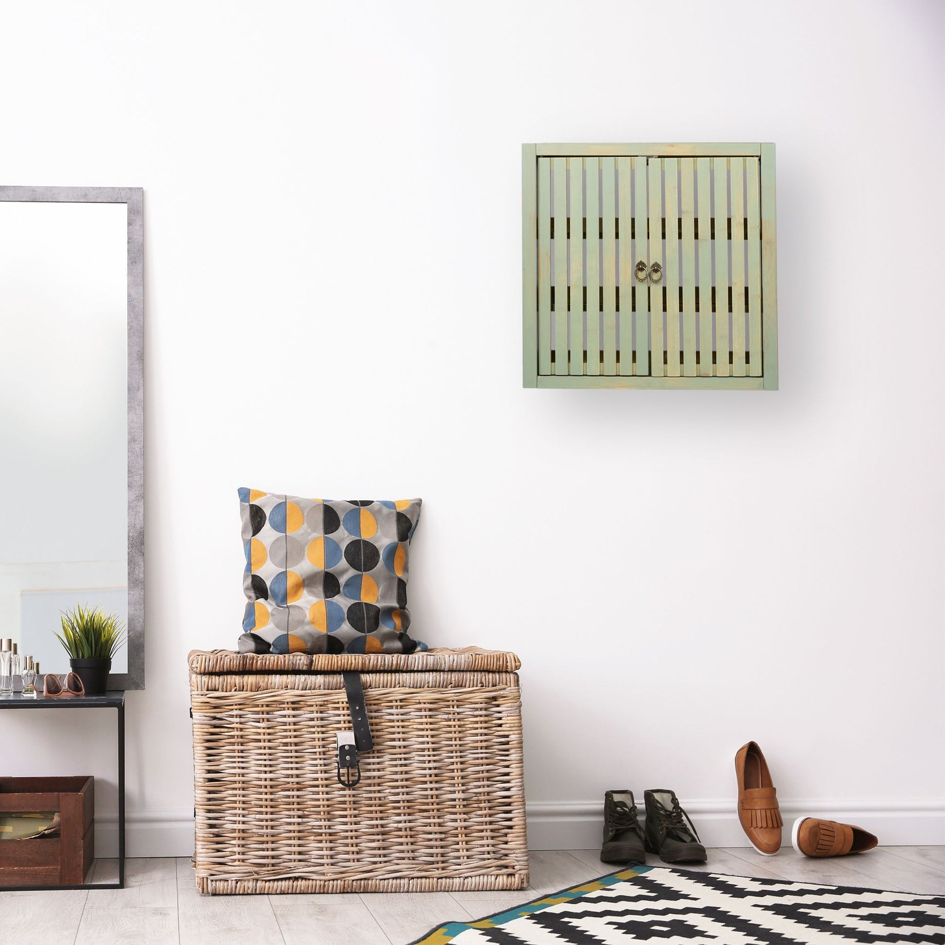 Hängeschrank Vintage Bambus Grün von Relaxdays