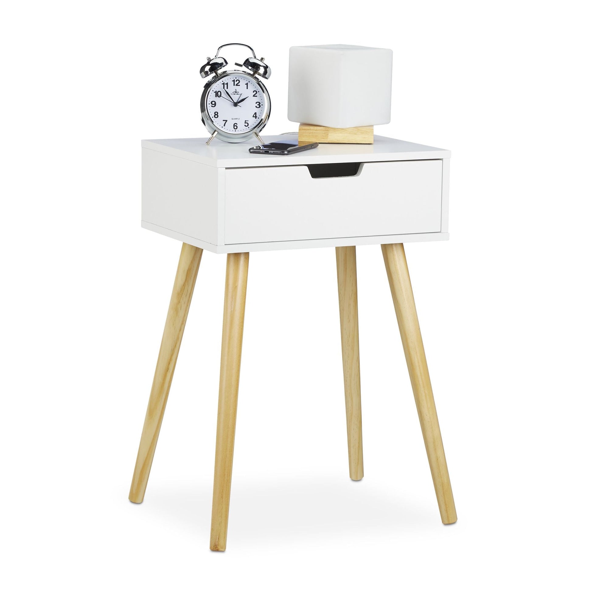 Nachttisch mit Schublade Weiss-Hellbraun von Relaxdays