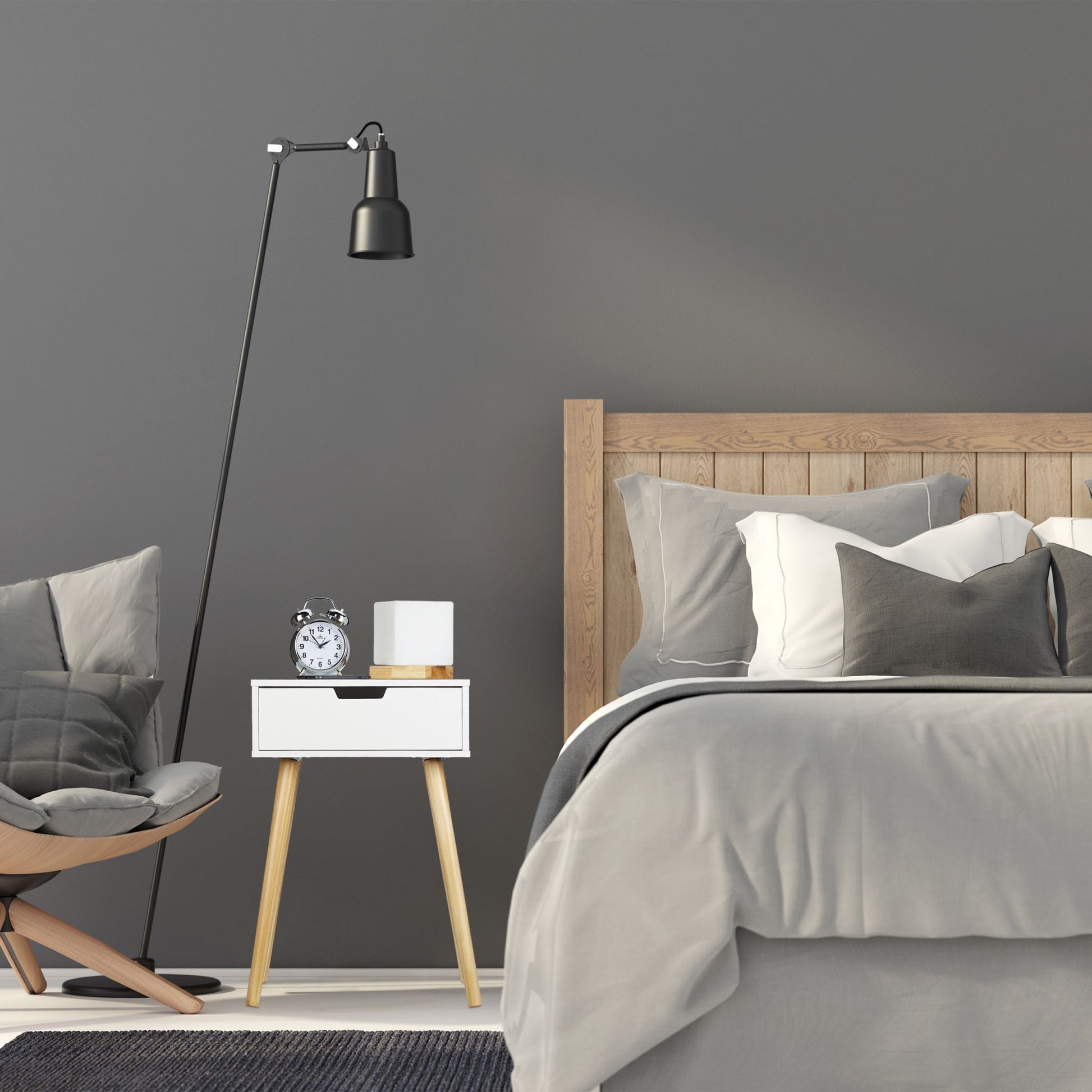 Nachttisch mit Schublade Weiss-Hellbraun von Relaxdays