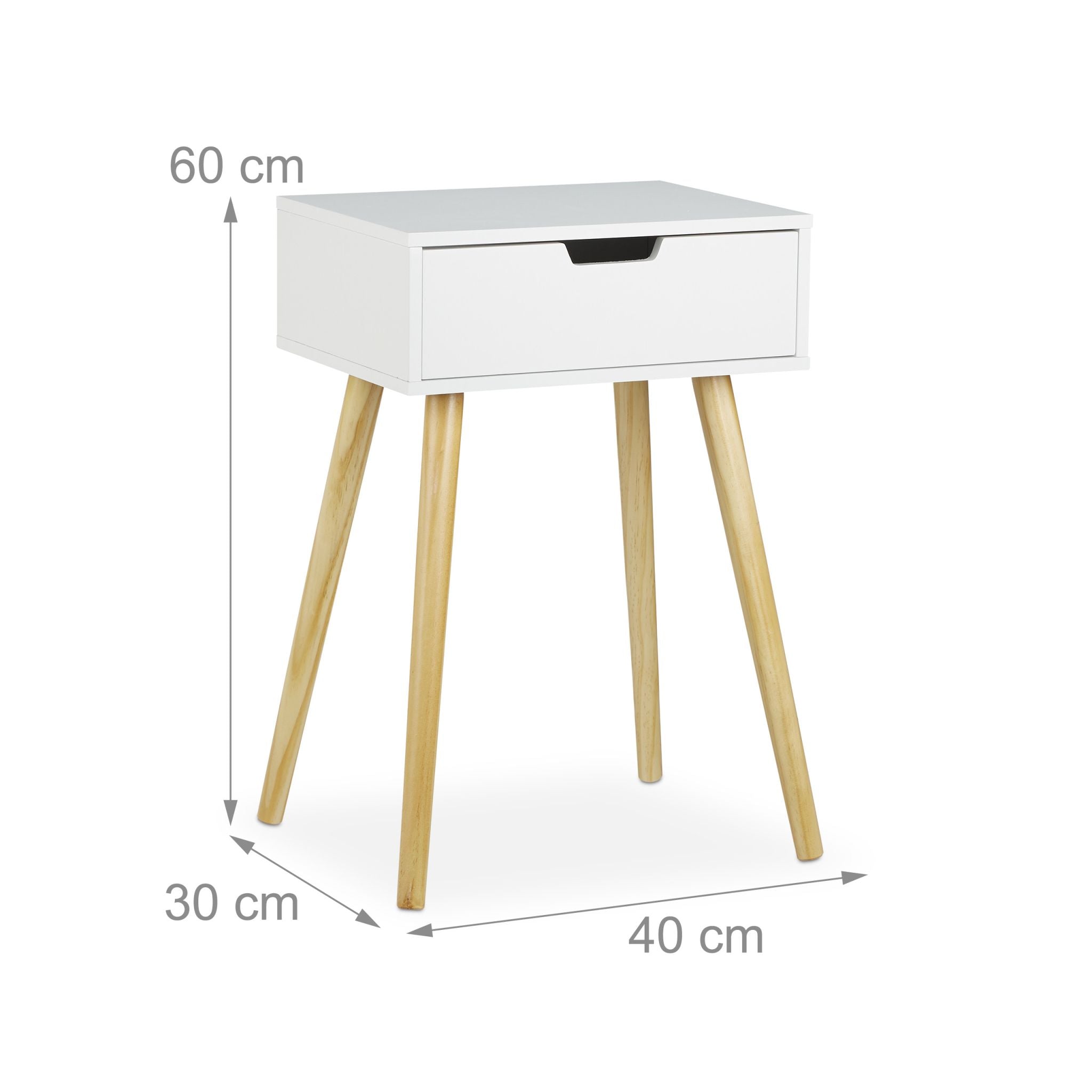 Nachttisch mit Schublade Weiss-Hellbraun von Relaxdays