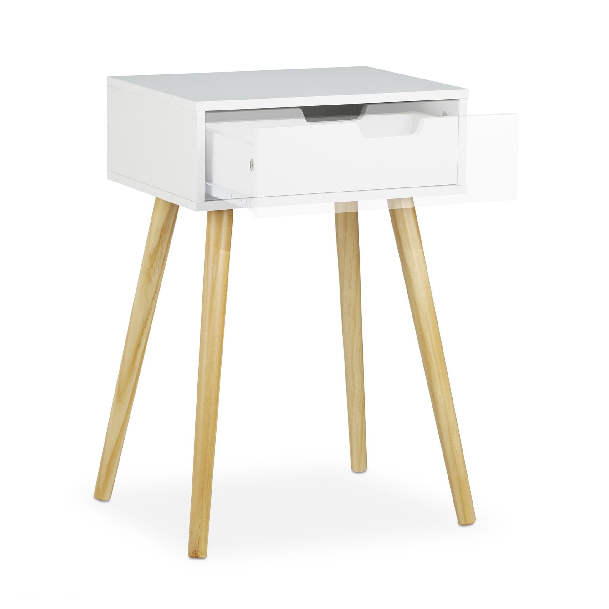 Nachttisch mit Schublade Weiss-Hellbraun von Relaxdays