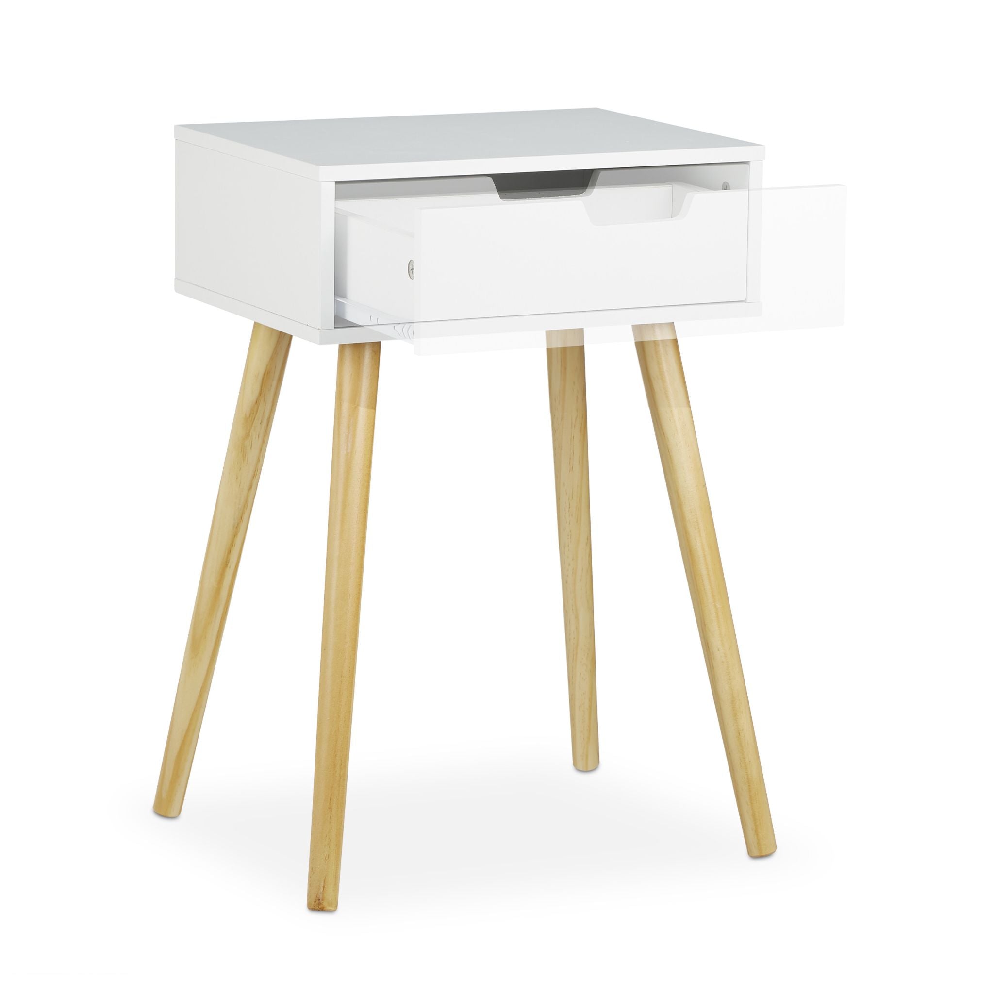 Nachttisch mit Schublade Weiss-Hellbraun von Relaxdays