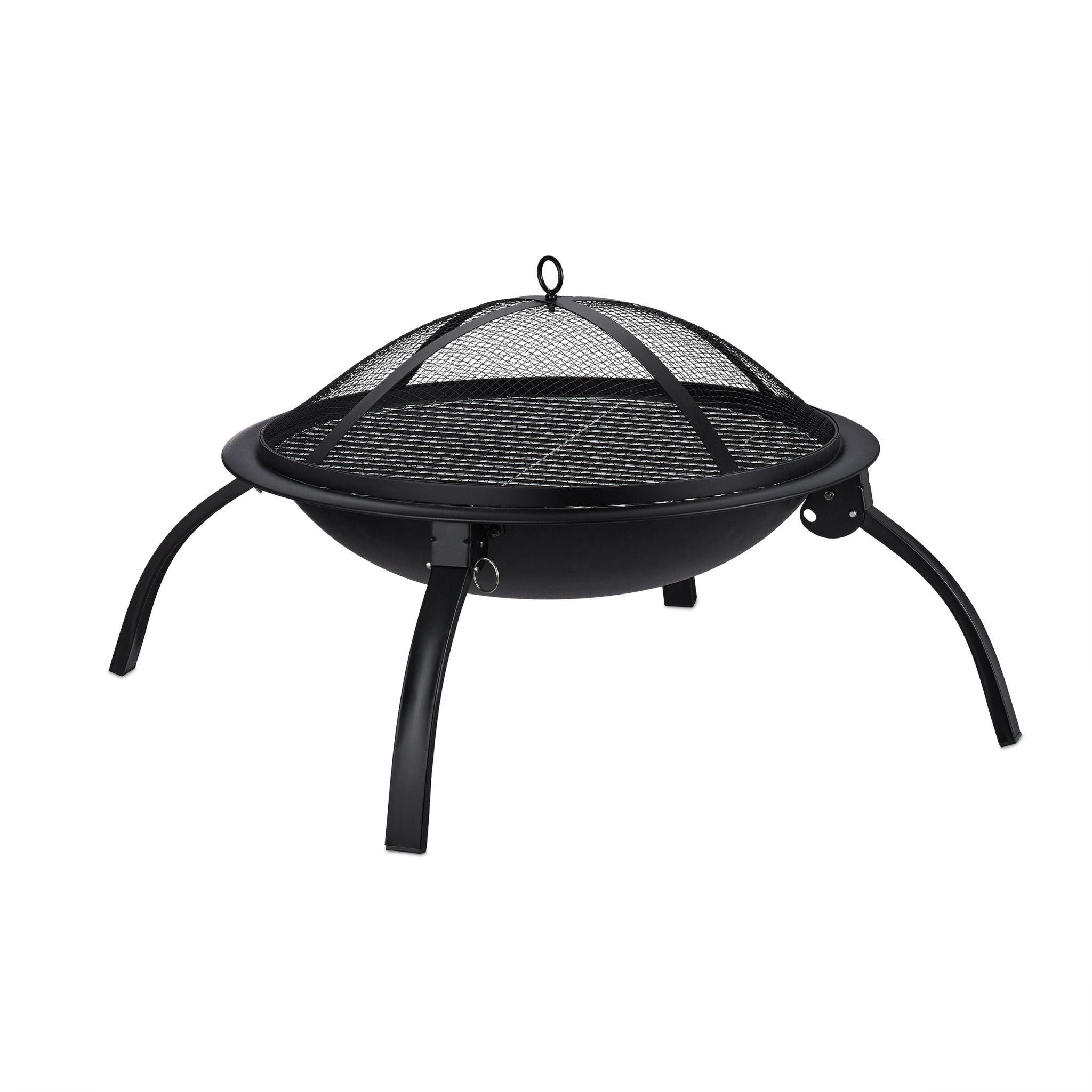 XL Feuerschale mit Grillzubehör Schwarz-Silber