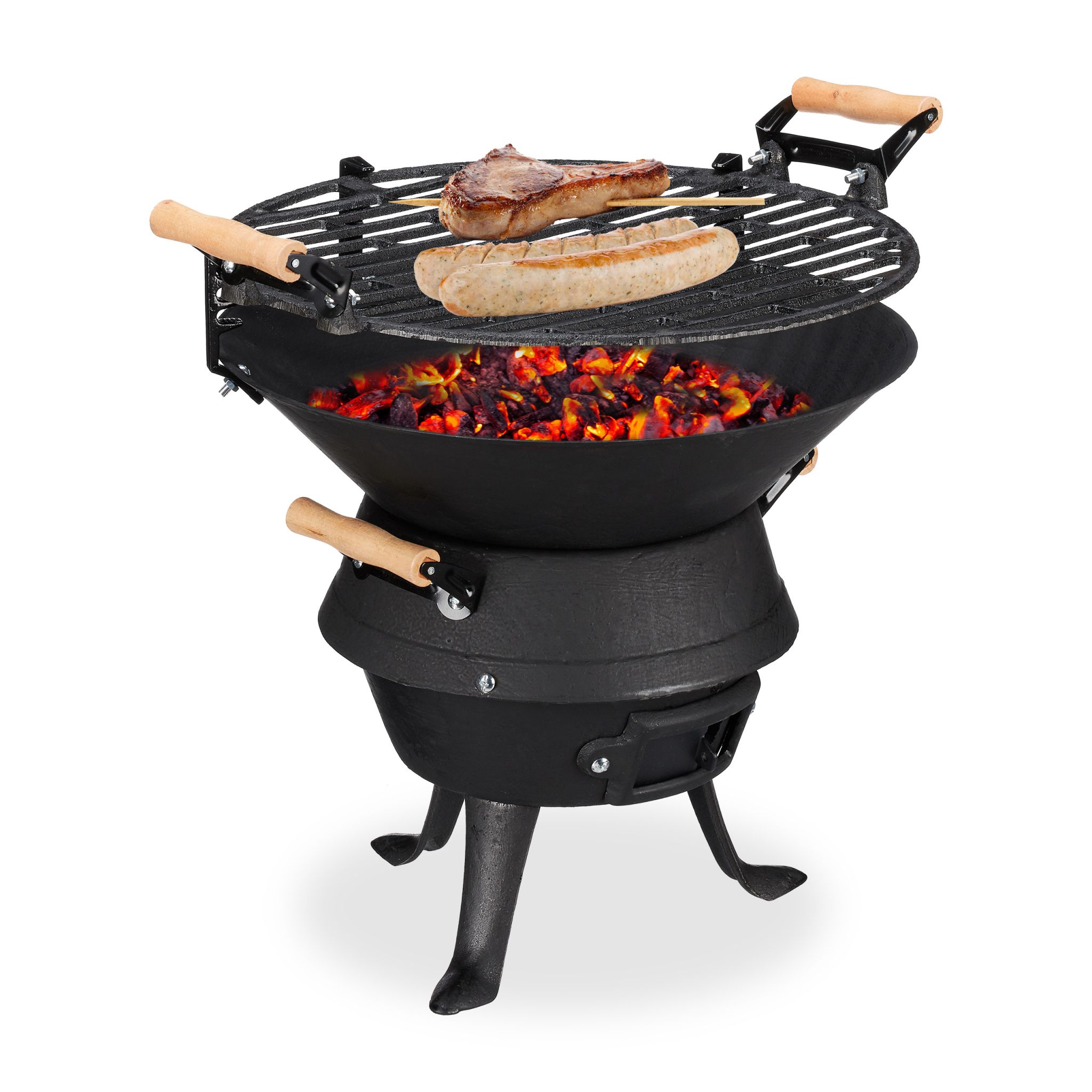 Grillfass Gusseisen Hellbraun-Schwarz von Relaxdays