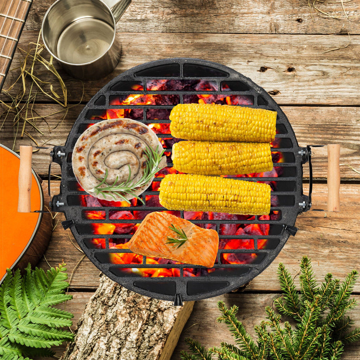 Grillfass Gusseisen Hellbraun-Schwarz von Relaxdays