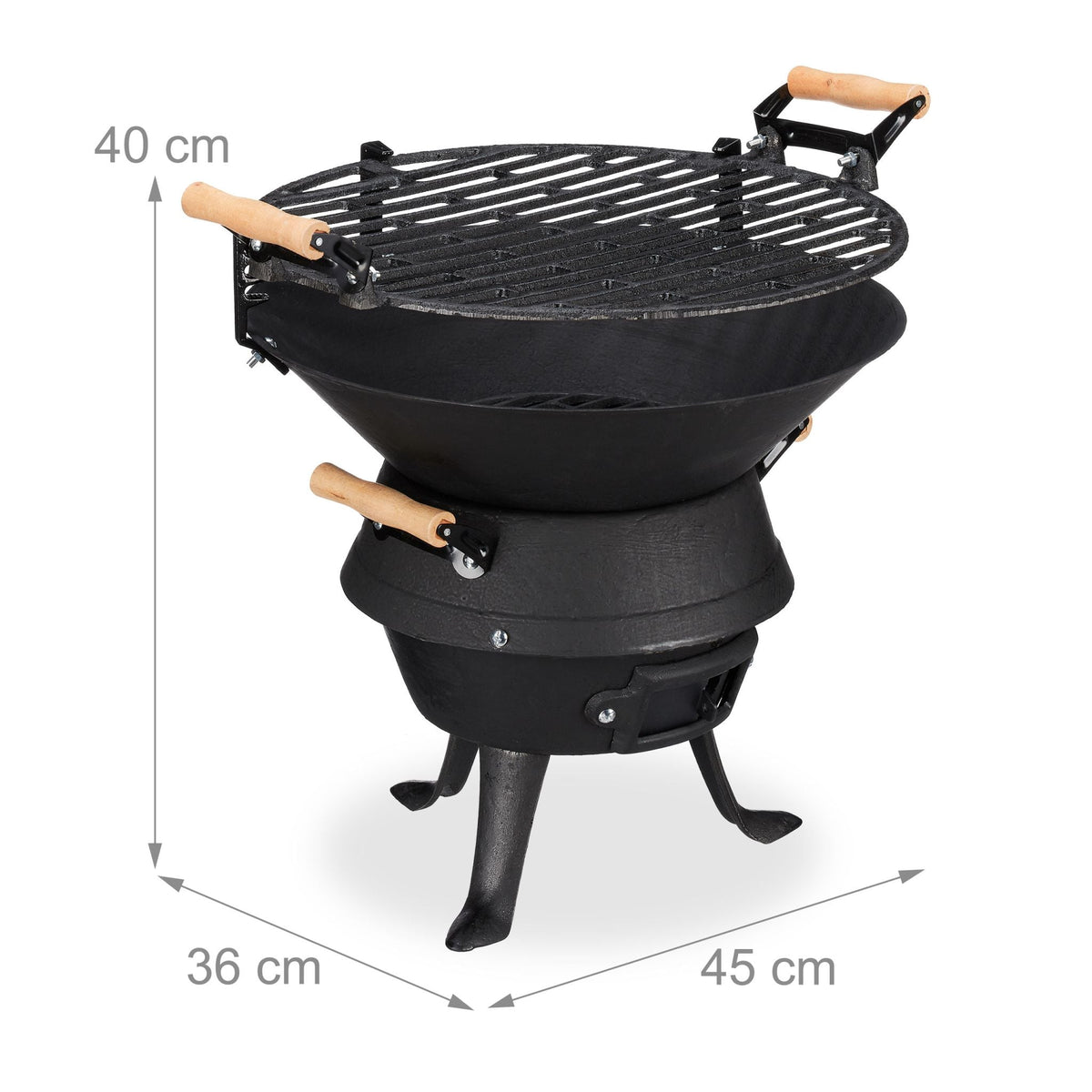 Grillfass Gusseisen Hellbraun-Schwarz von Relaxdays