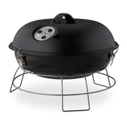 Kugelgrill tragbar Schwarz-Silber von Relaxdays