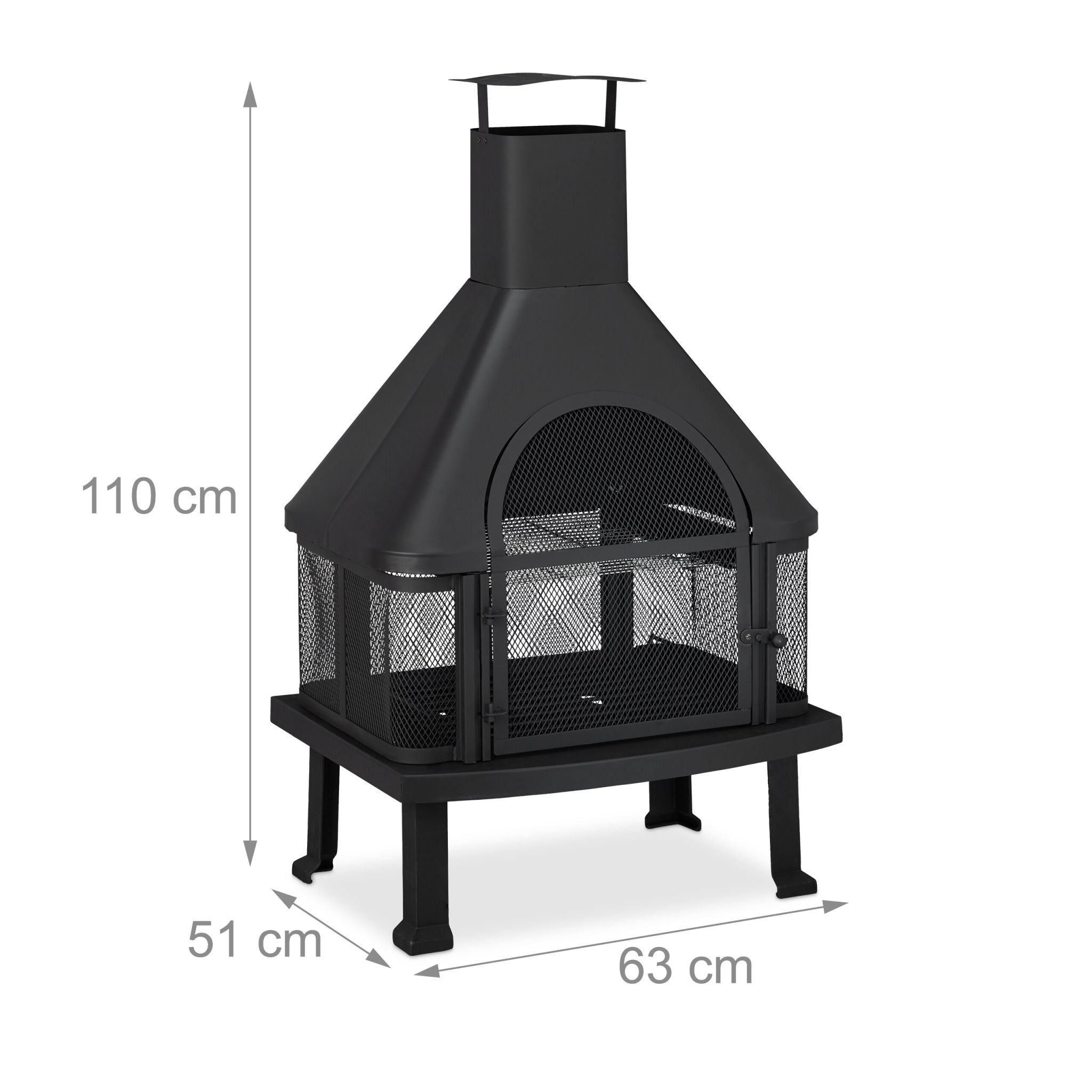 Terrassenofen mit Grill Schwarz