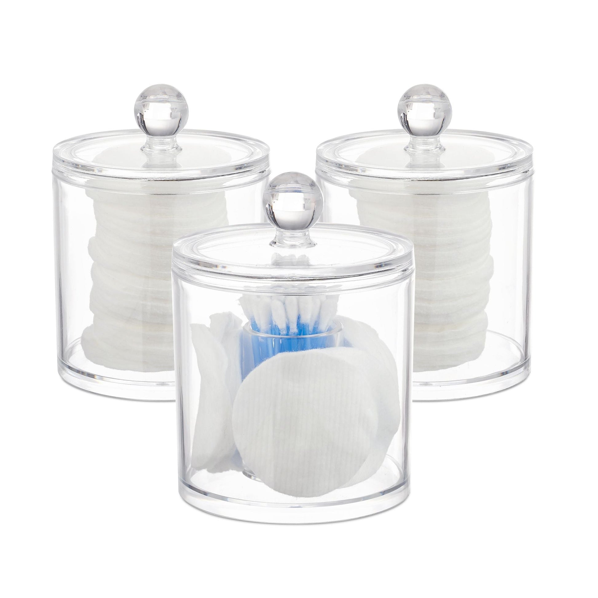 Wattestäbchen Aufbewahrung 3er-Set Transparent von Relaxdays