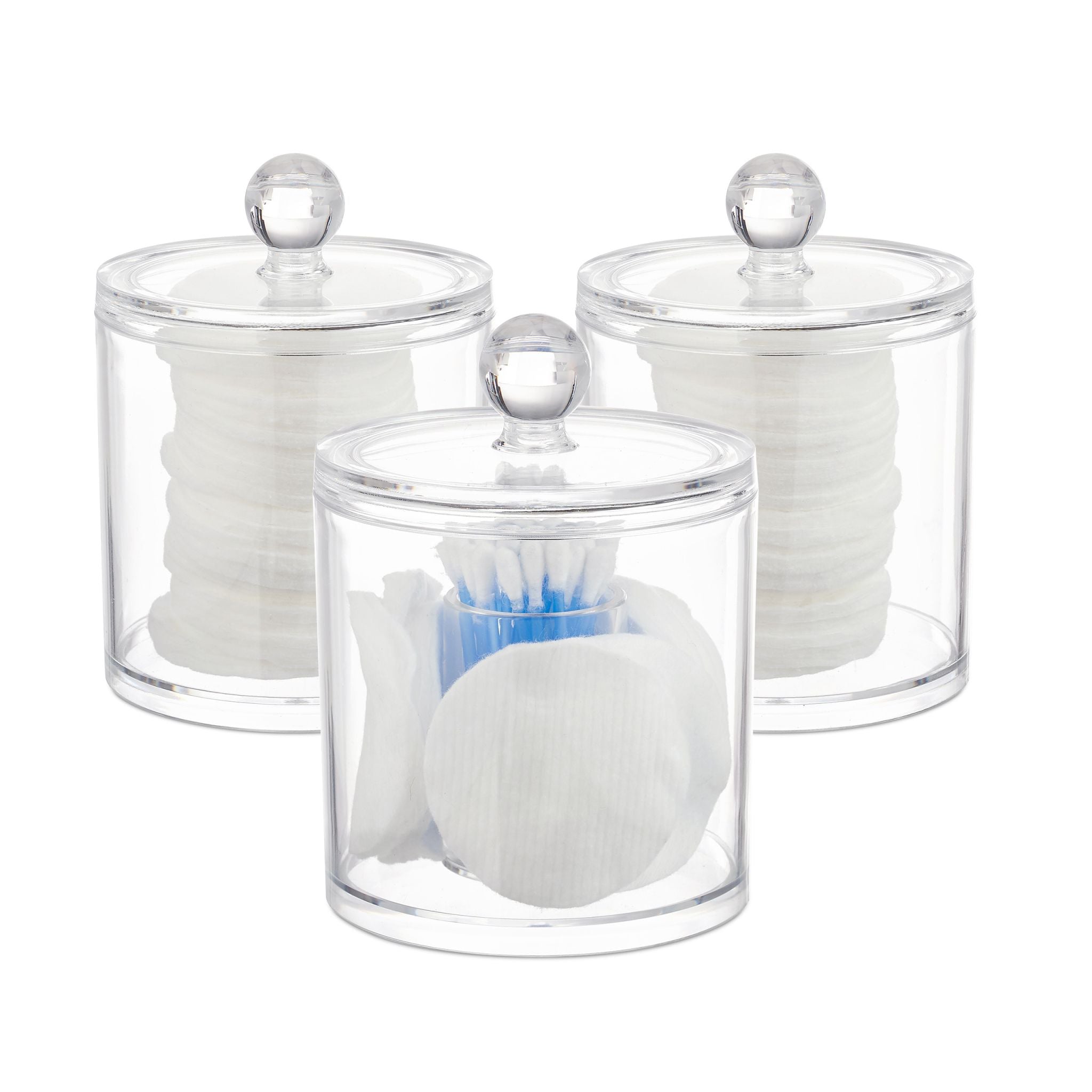 Wattestäbchen Aufbewahrung 3er-Set Transparent von Relaxdays