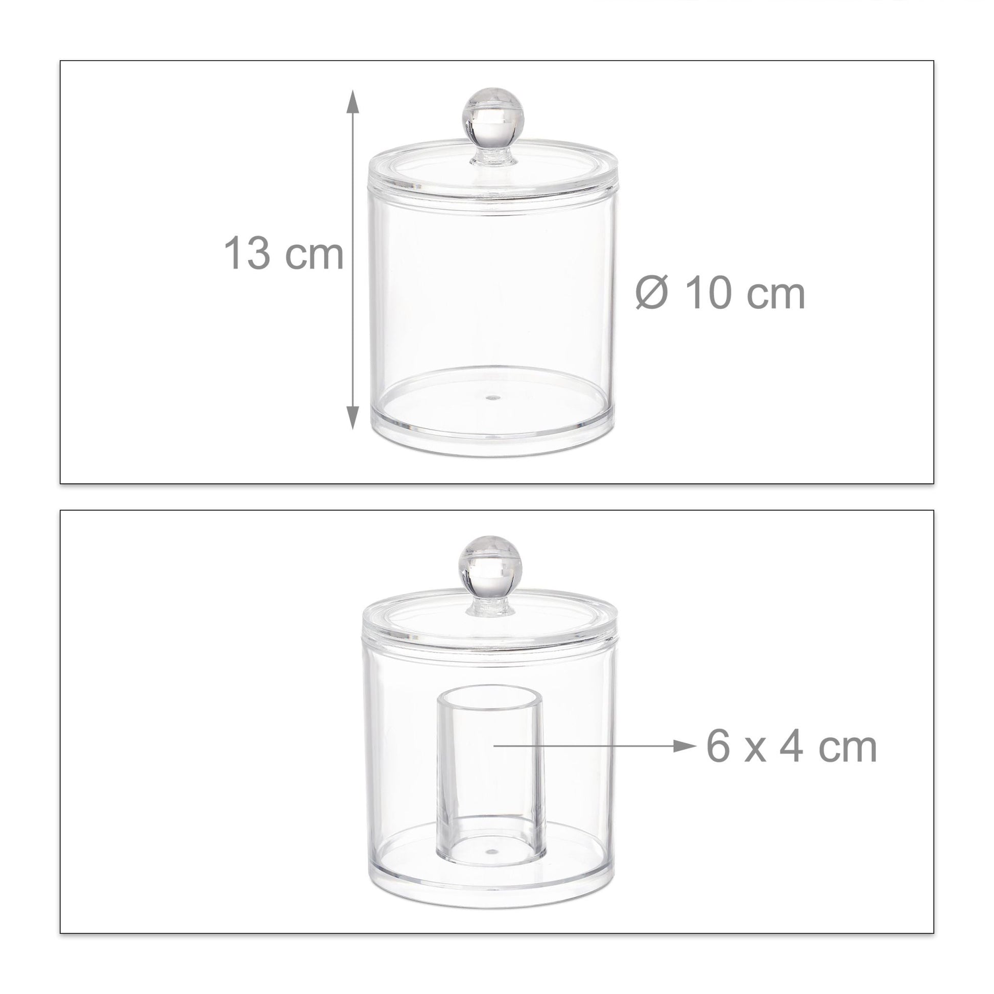 Wattestäbchen Aufbewahrung 3er-Set Transparent von Relaxdays