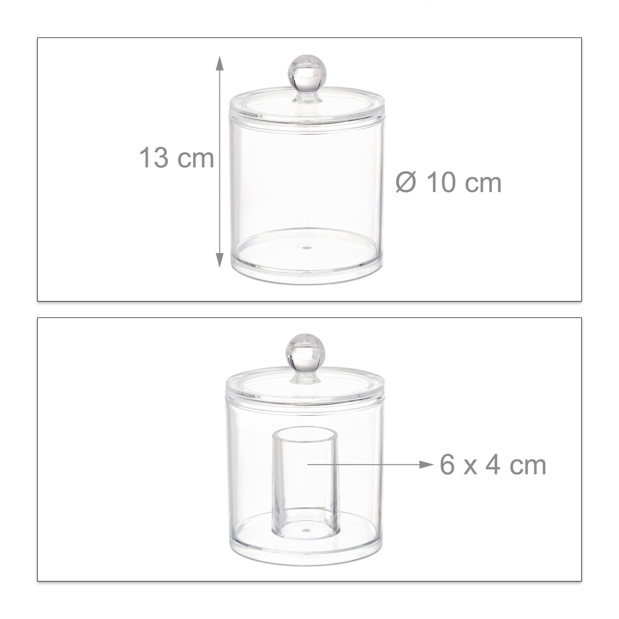 Wattestäbchen Aufbewahrung 3er-Set Transparent von Relaxdays