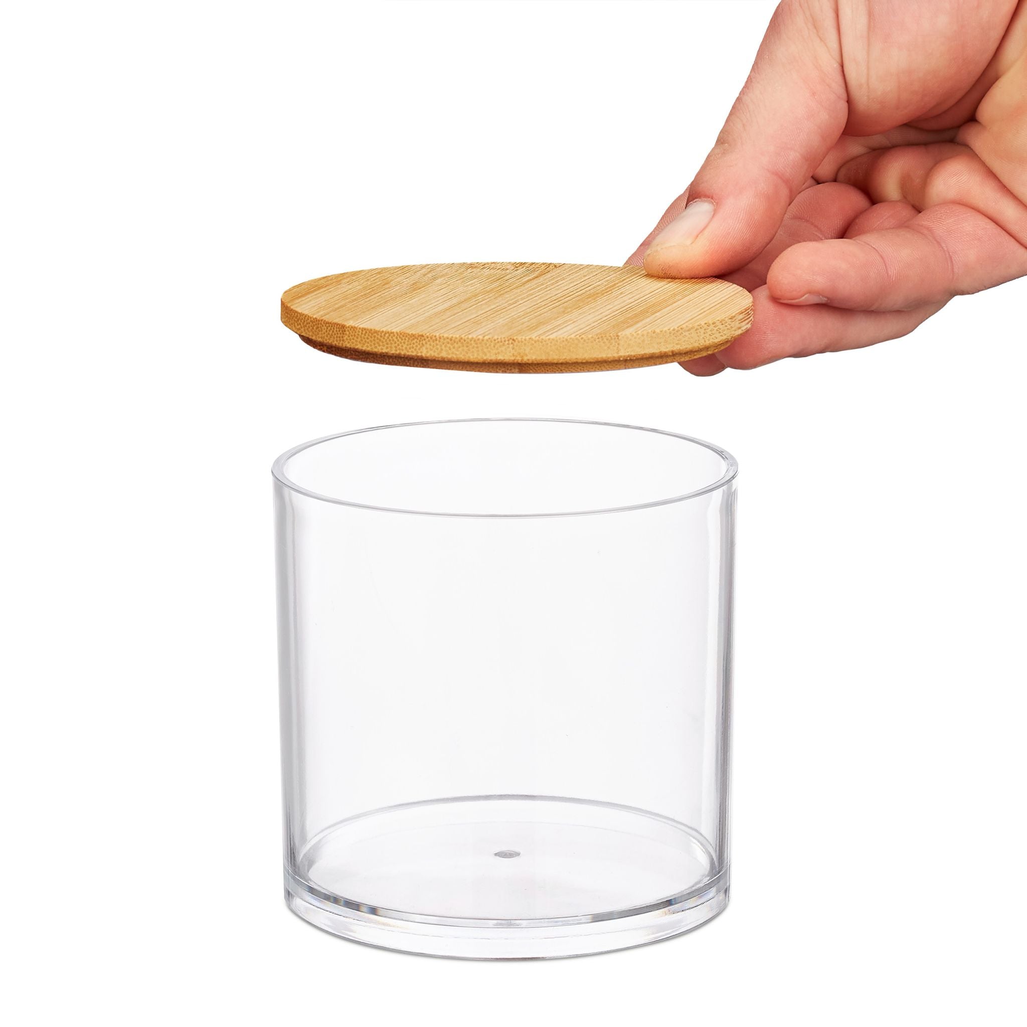 Wattestäbchen Aufbewahrung 3er-Set Hellbraun-Transparent