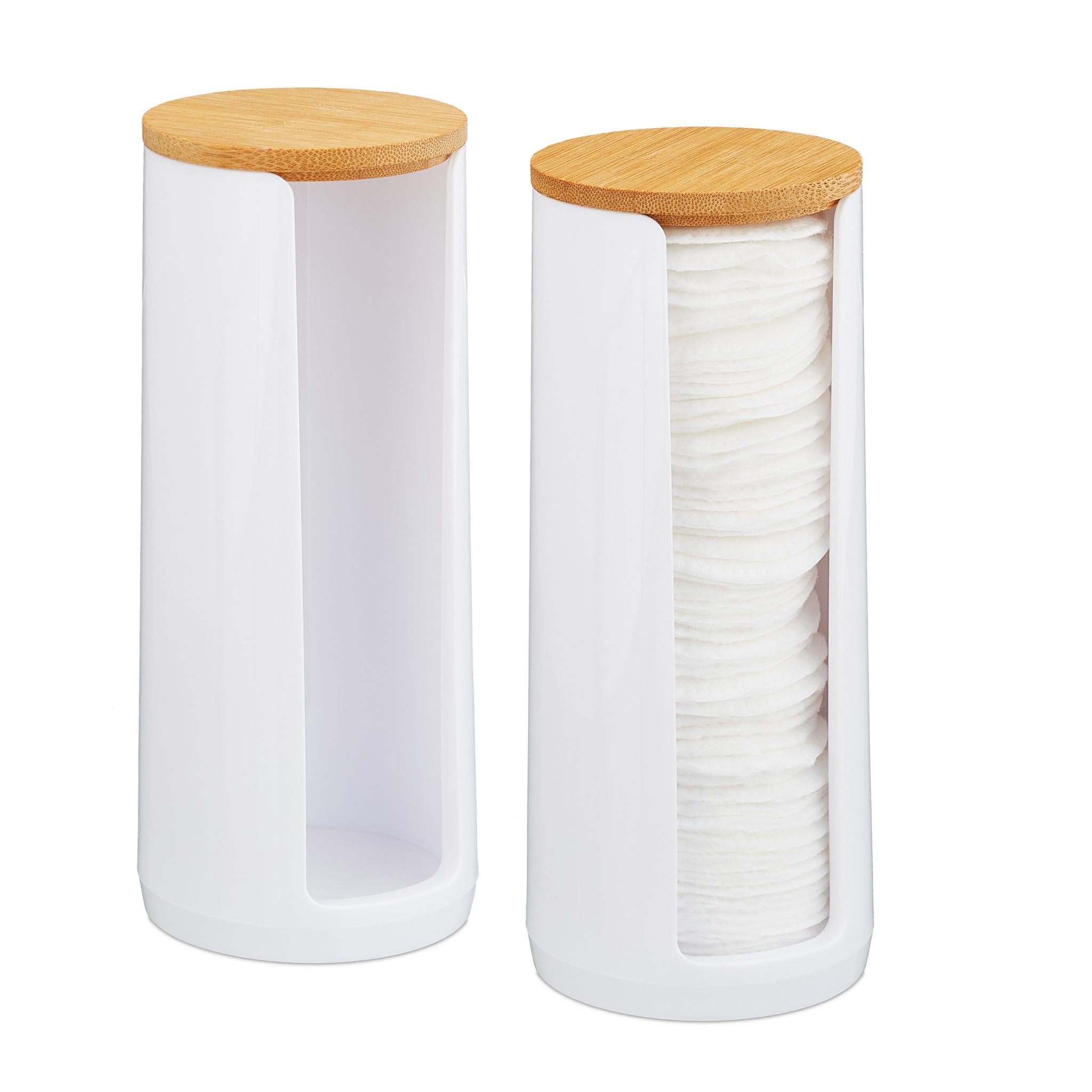 Wattepads Aufbewahrung 2er-Set Weiss-Hellbraun