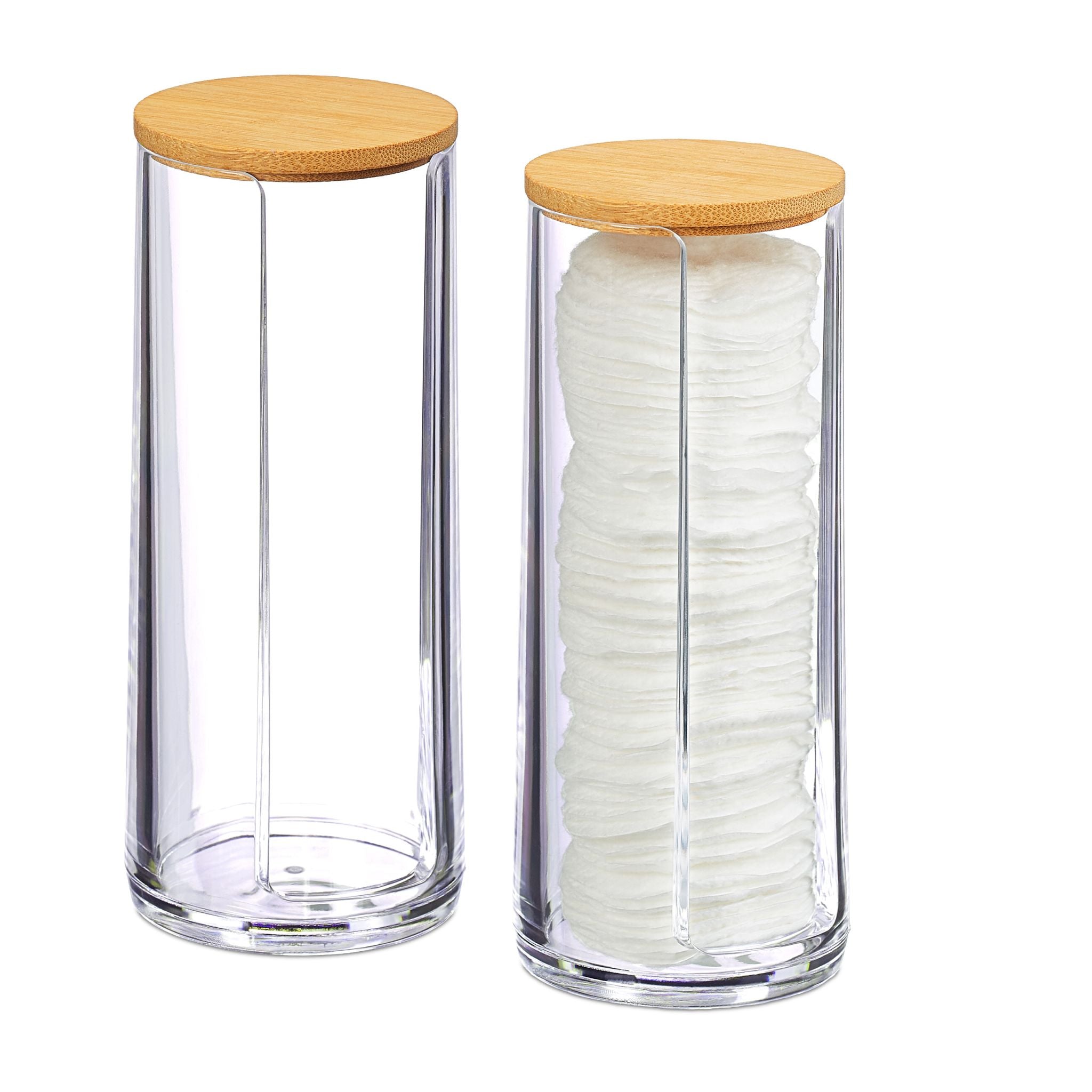 Wattepads Aufbewahrung 2er-Set Hellbraun-Transparent