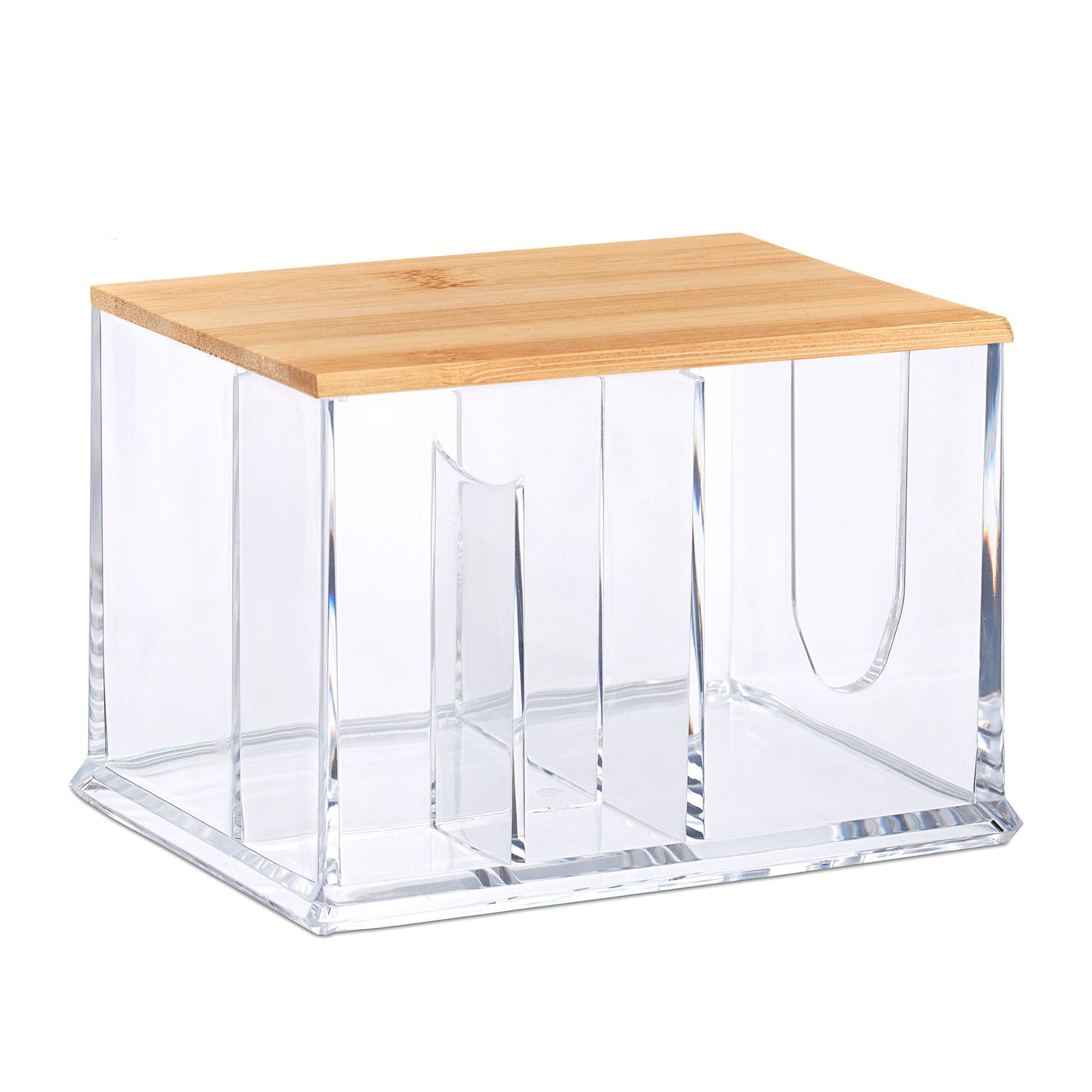 Wattestäbchen Aufbewahrung Hellbraun-Transparent