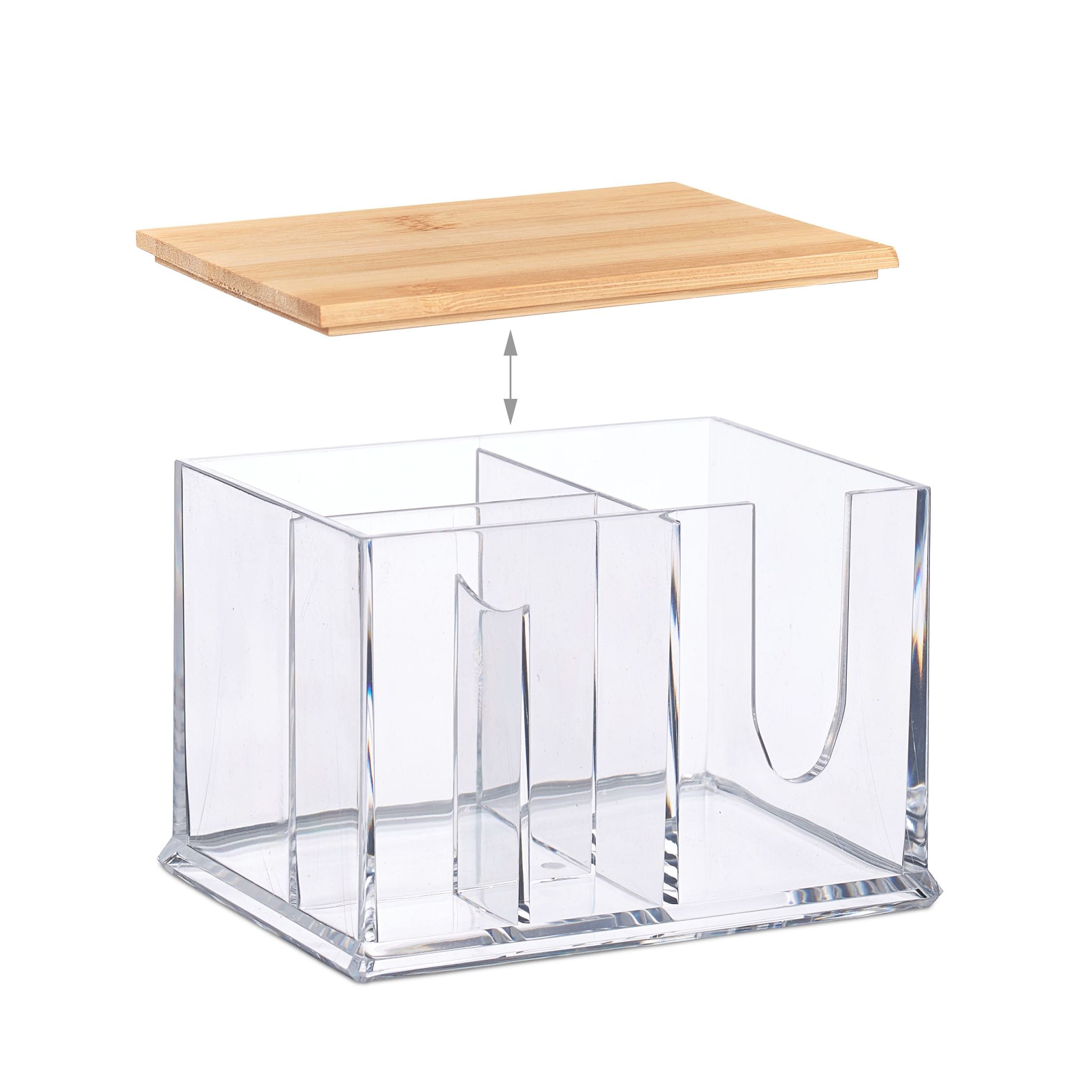 Wattestäbchen Aufbewahrung Hellbraun-Transparent