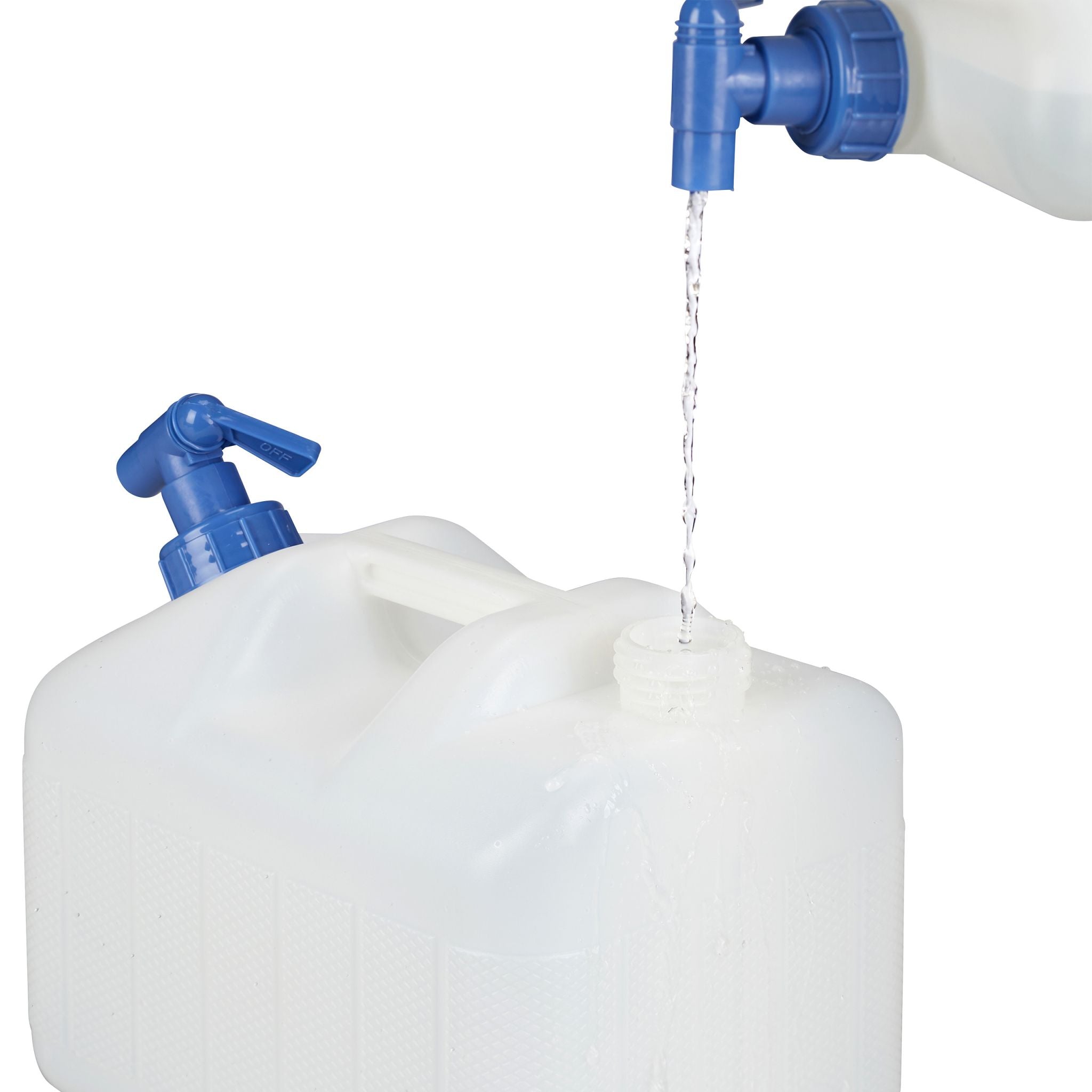 Wasserkanister mit Hahn Weiss-Blau