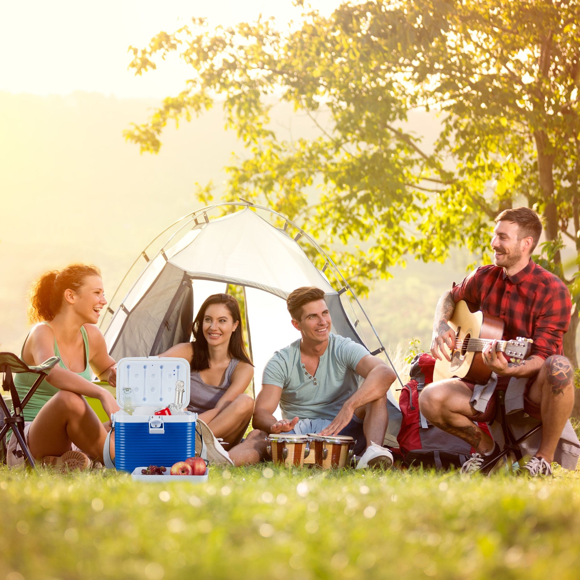 Kühlbox 8L Weiss-Blau von Relaxdays