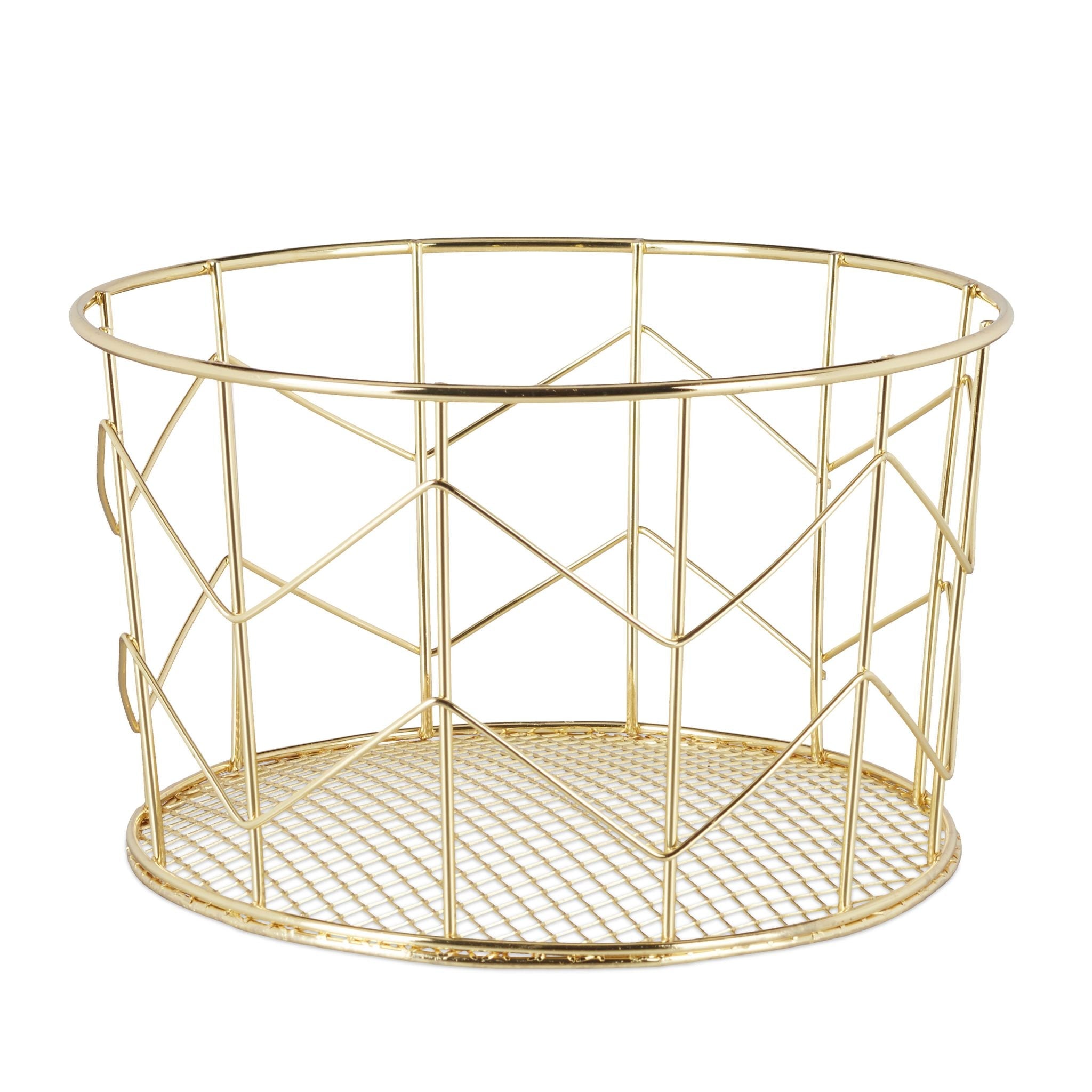 Metall Drahtkorb rund Gold von Relaxdays