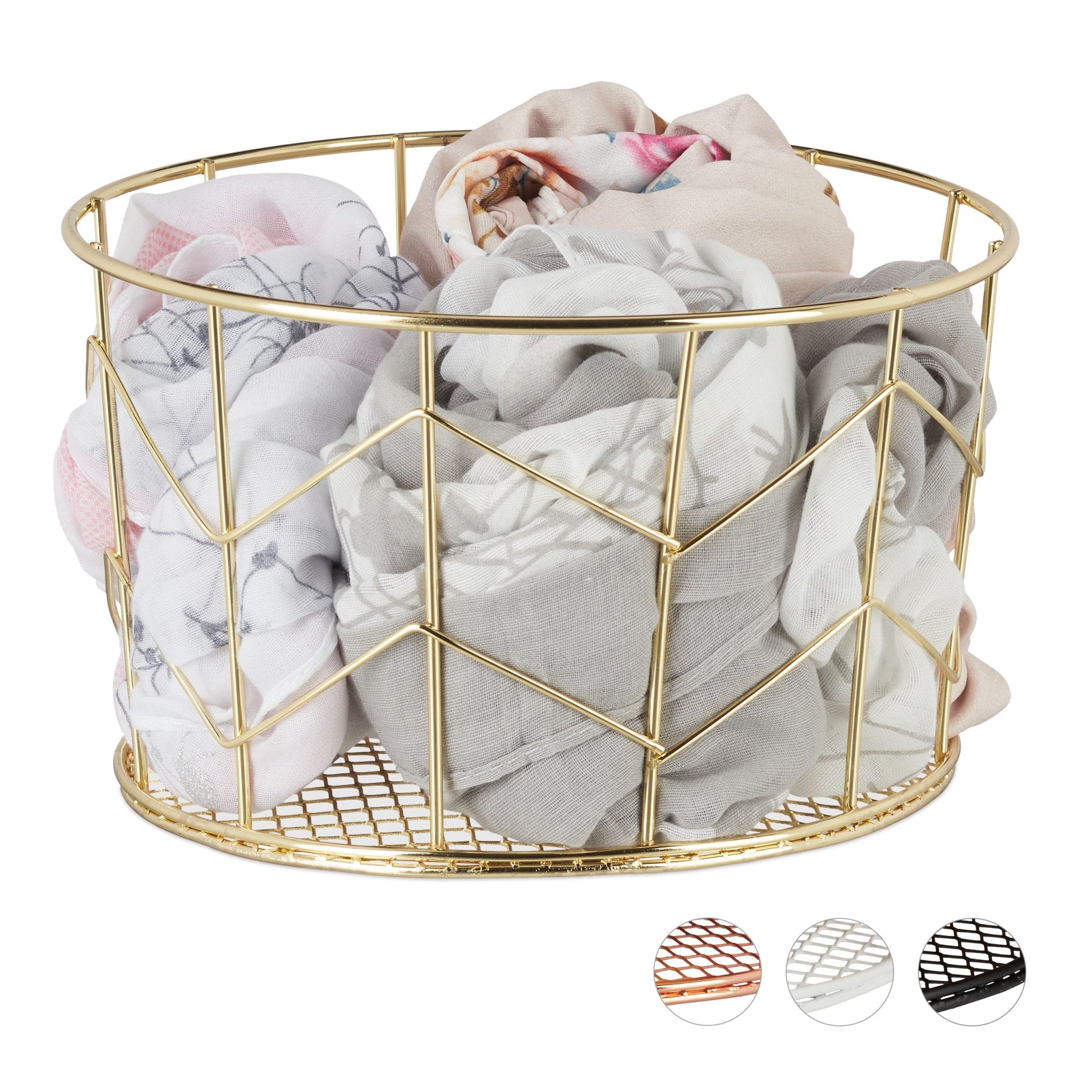 Metall Drahtkorb rund Gold von Relaxdays