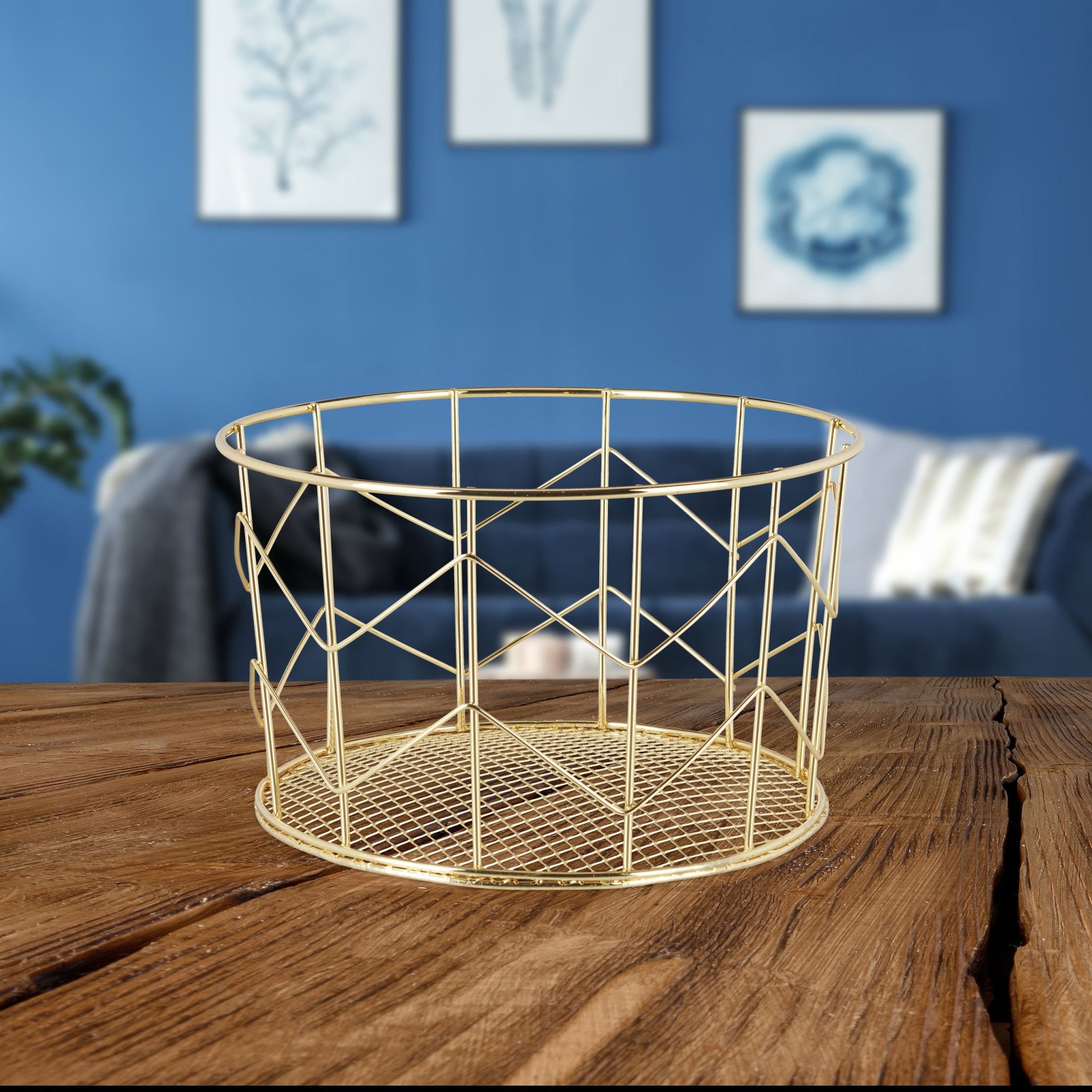 Metall Drahtkorb rund Gold von Relaxdays