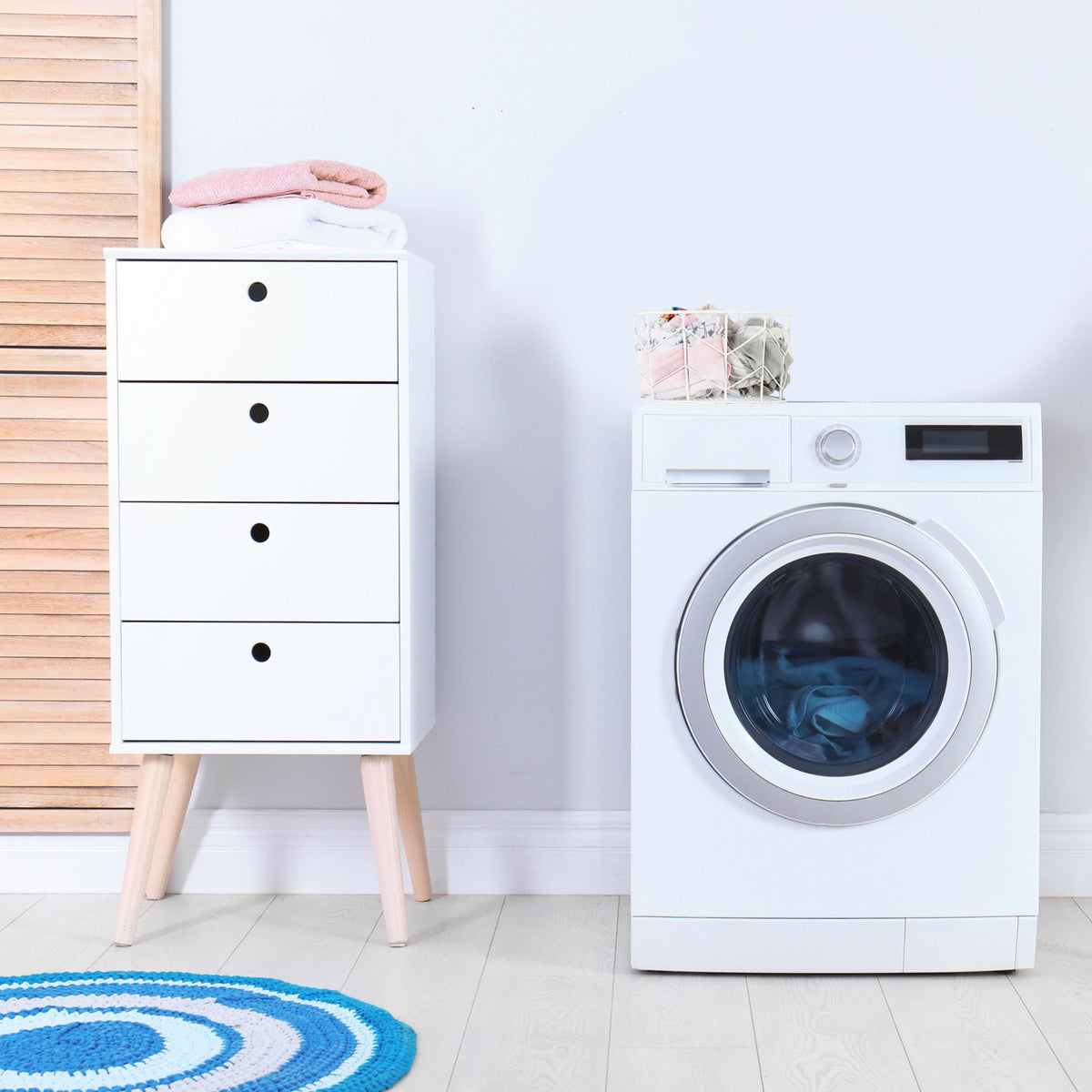 Metall Drahtkorb rund Weiss von Relaxdays