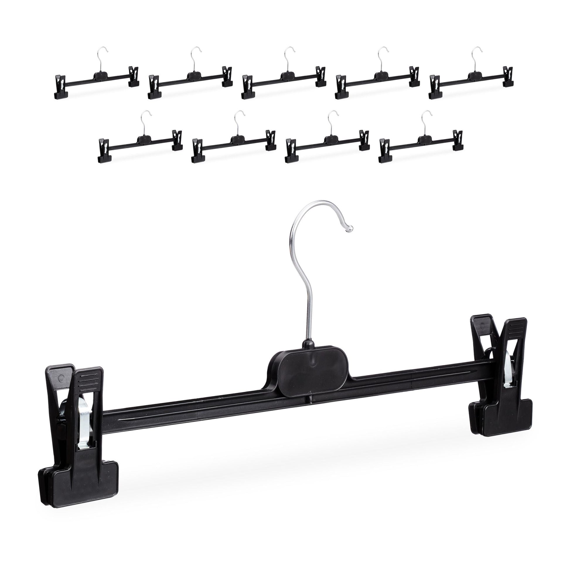 Hosenbügel Kunststoff mit Clips 10er-Set Schwarz-Silber von Relaxdays
