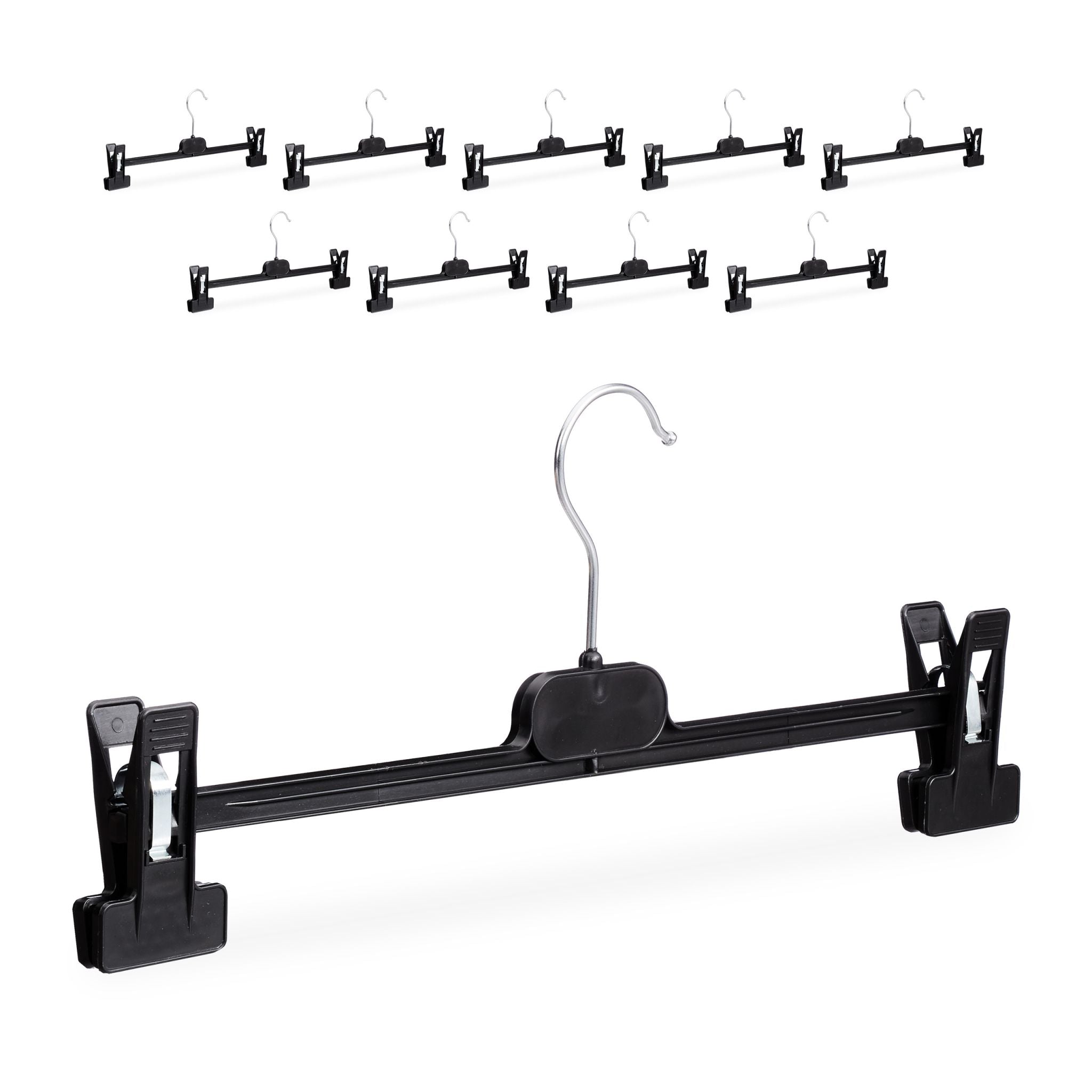 Hosenbügel Kunststoff mit Clips 10er-Set Schwarz-Silber von Relaxdays