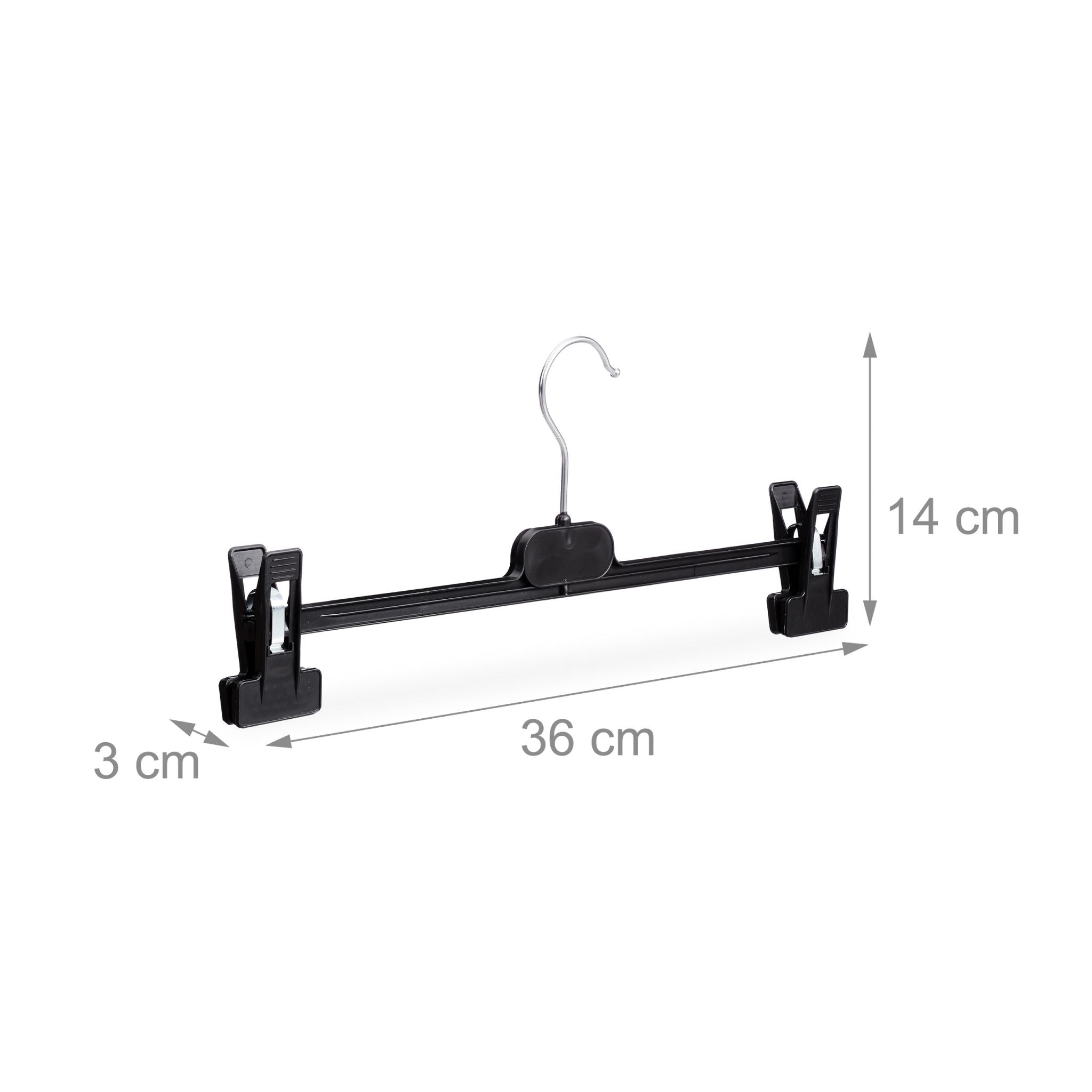 Hosenbügel Kunststoff mit Clips 10er-Set Schwarz-Silber von Relaxdays