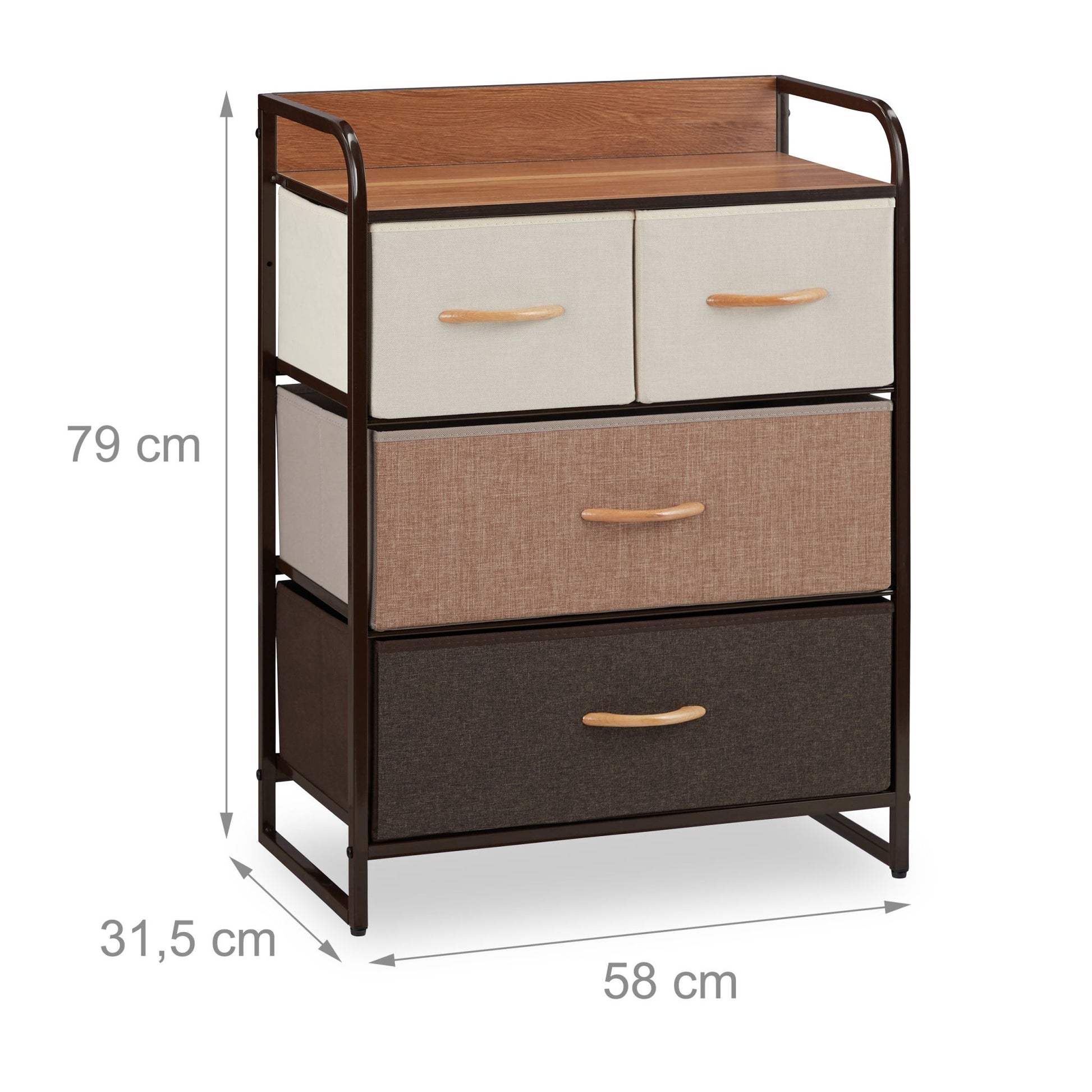 Schubladenschrank vers. Designs Beige-Braun-Hellbraun von Relaxdays