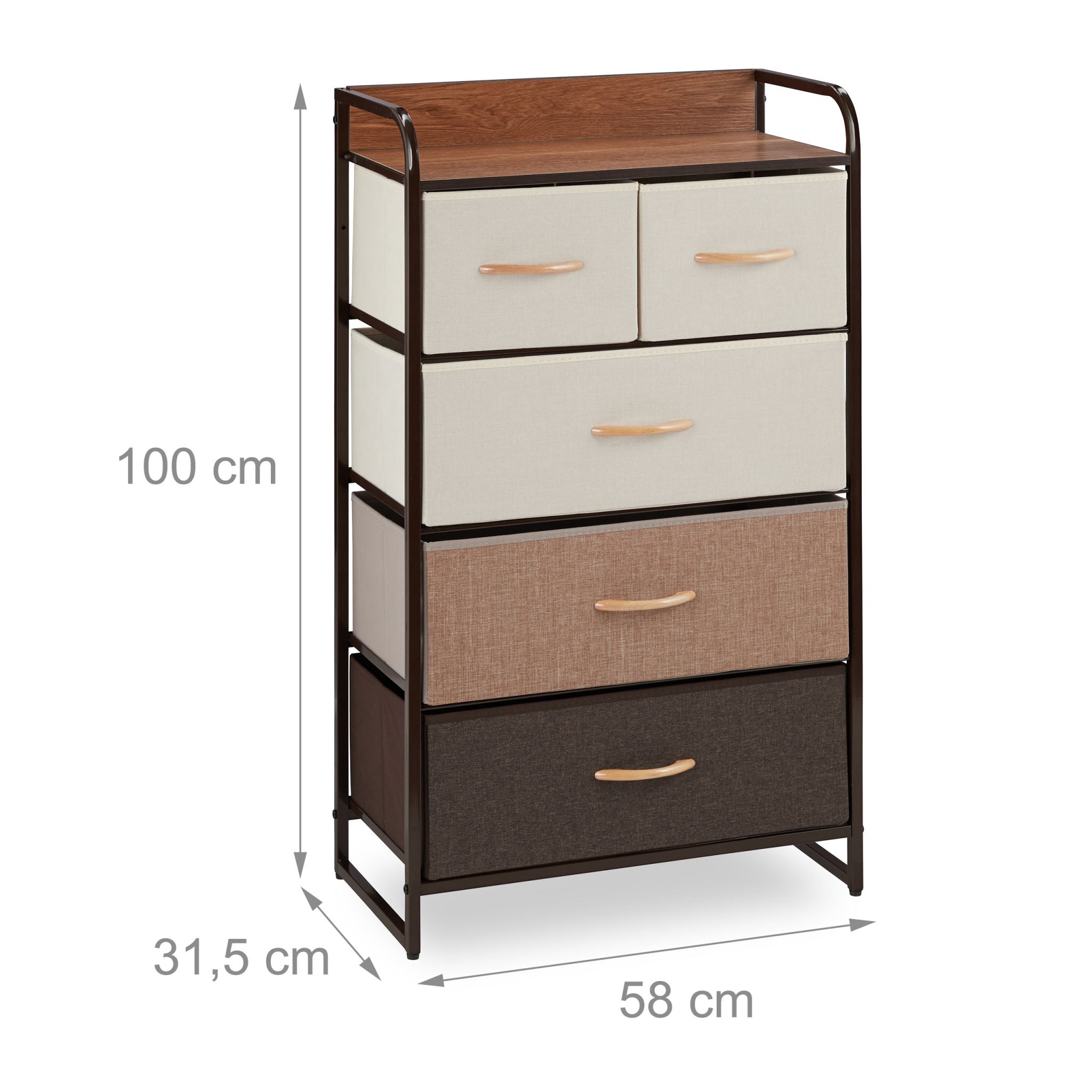 Schubladenschrank vers. Designs Beige-Braun-Hellbraun von Relaxdays