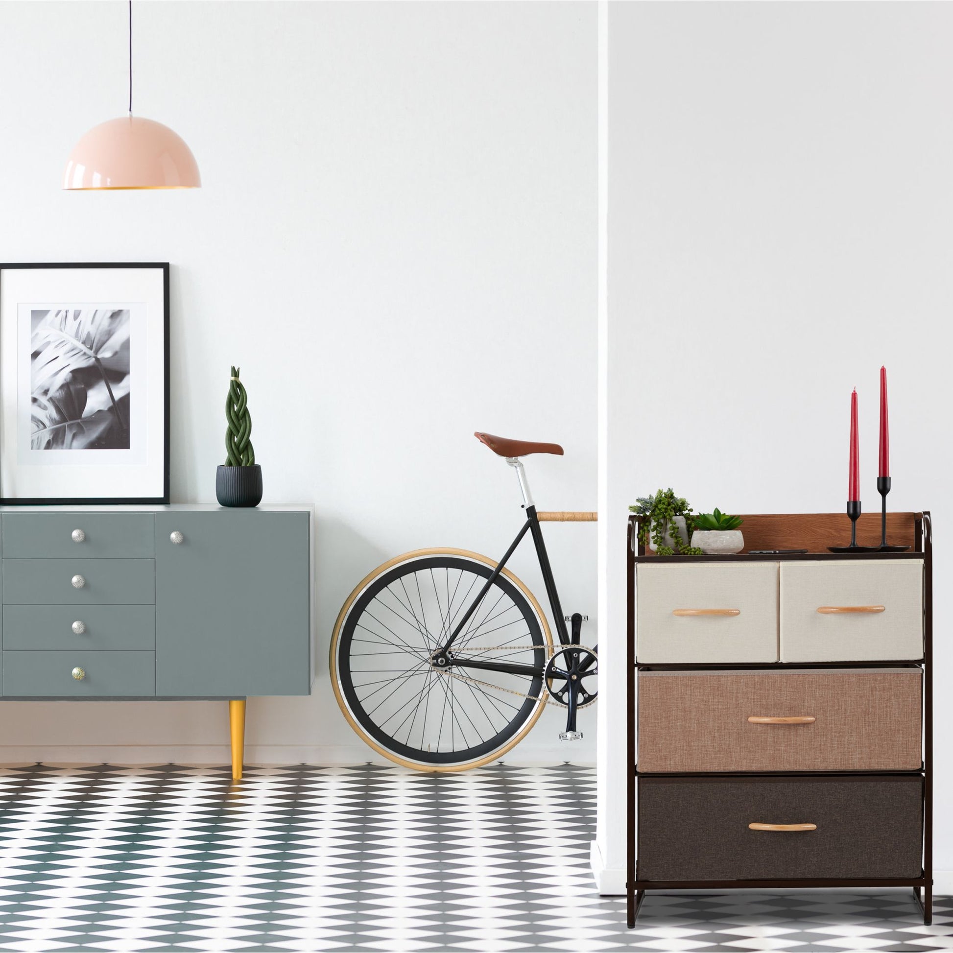 Schubladenschrank vers. Designs Beige-Braun-Hellbraun von Relaxdays