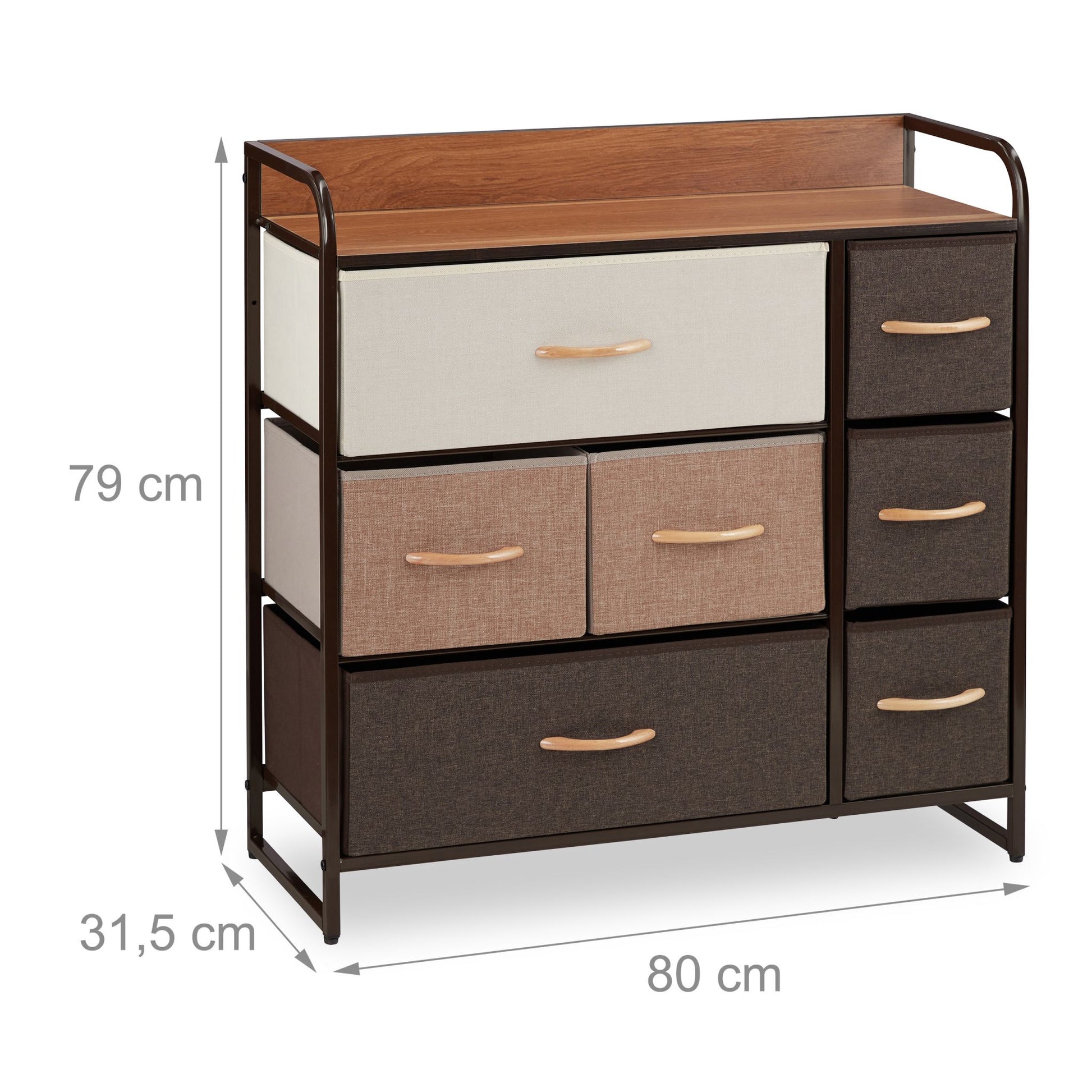 Schubladenschrank vers. Designs Beige-Braun-Hellbraun von Relaxdays