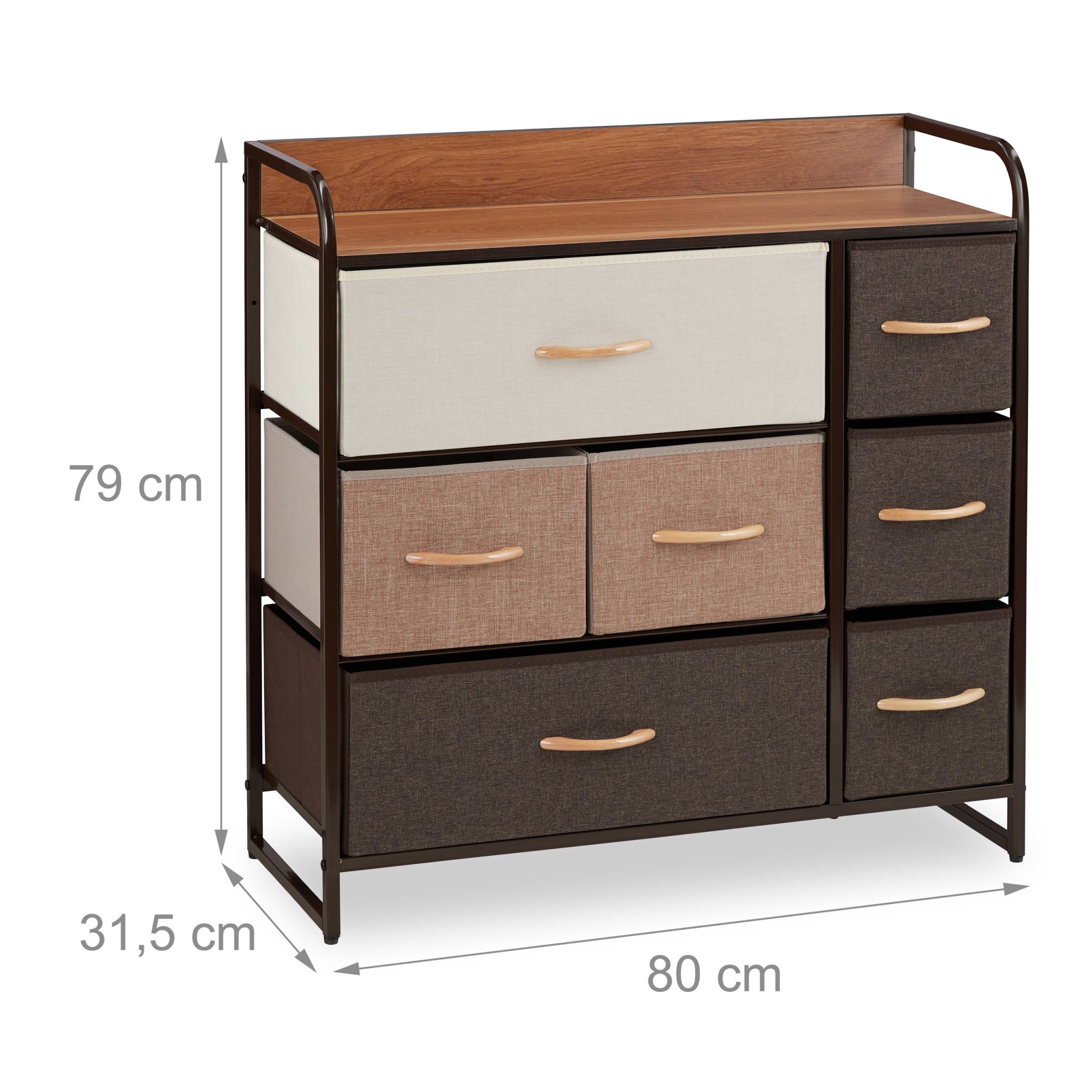Schubladenschrank vers. Designs Beige-Braun-Hellbraun von Relaxdays