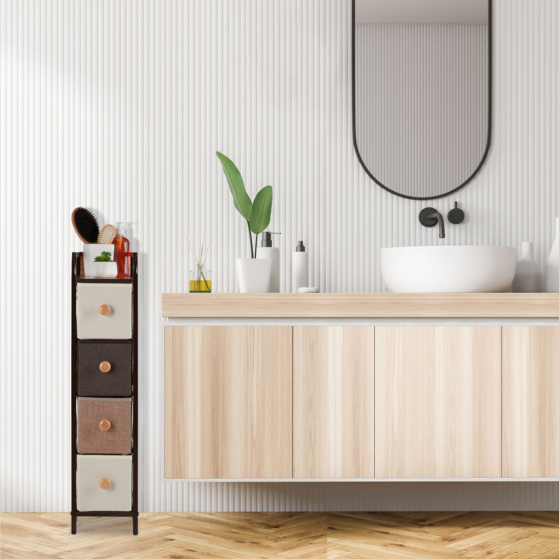 Schubladenschrank vers. Designs Beige-Braun-Hellbraun von Relaxdays