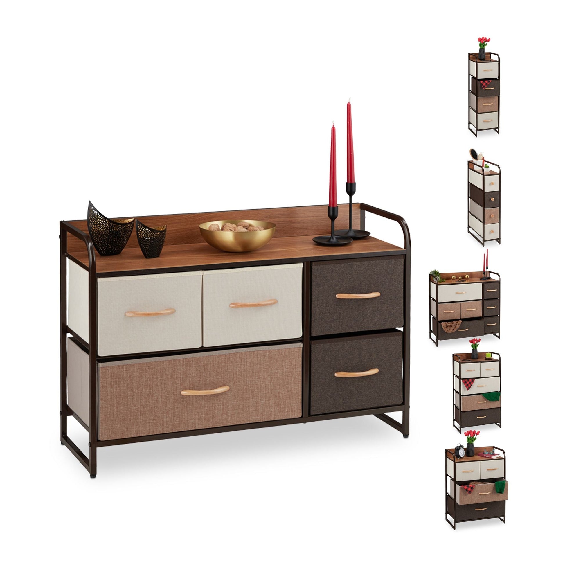 Schubladenschrank vers. Designs Beige-Braun-Hellbraun von Relaxdays