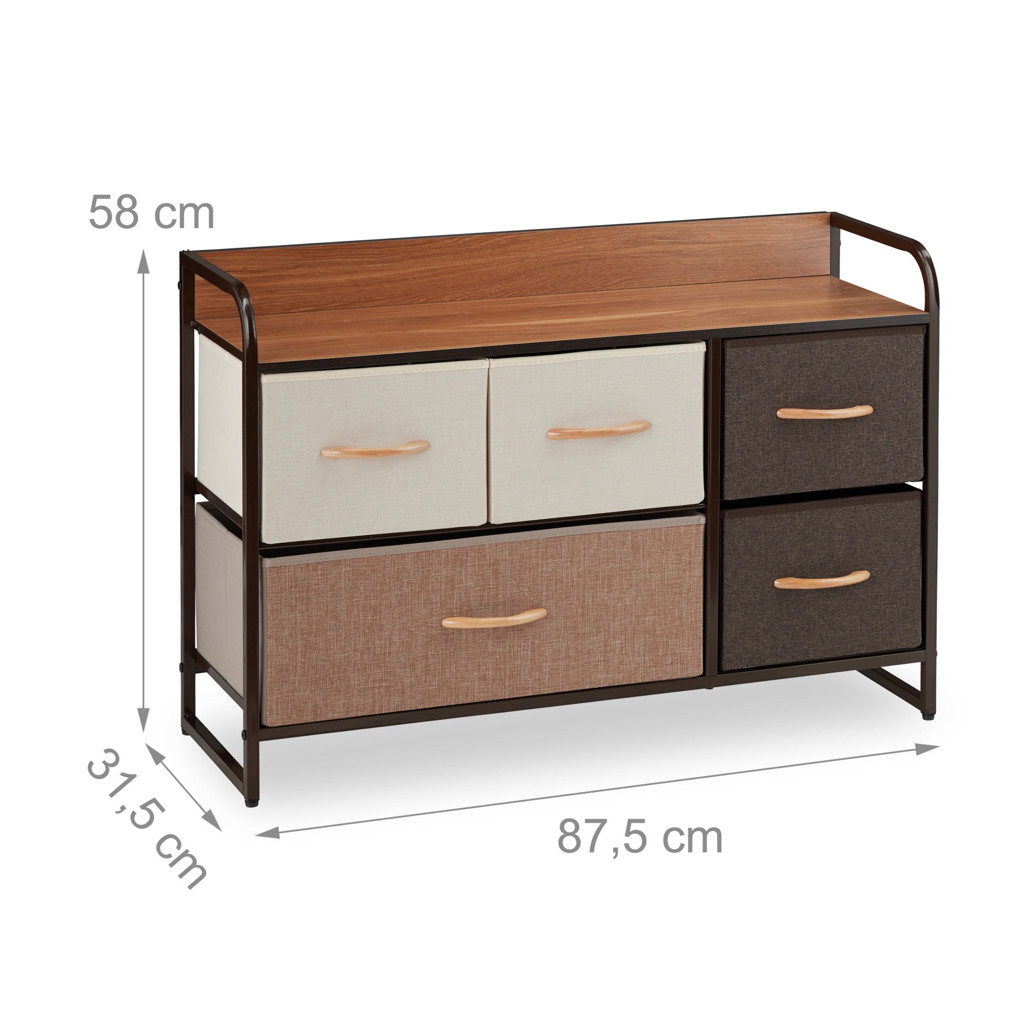 Schubladenschrank vers. Designs Beige-Braun-Hellbraun von Relaxdays