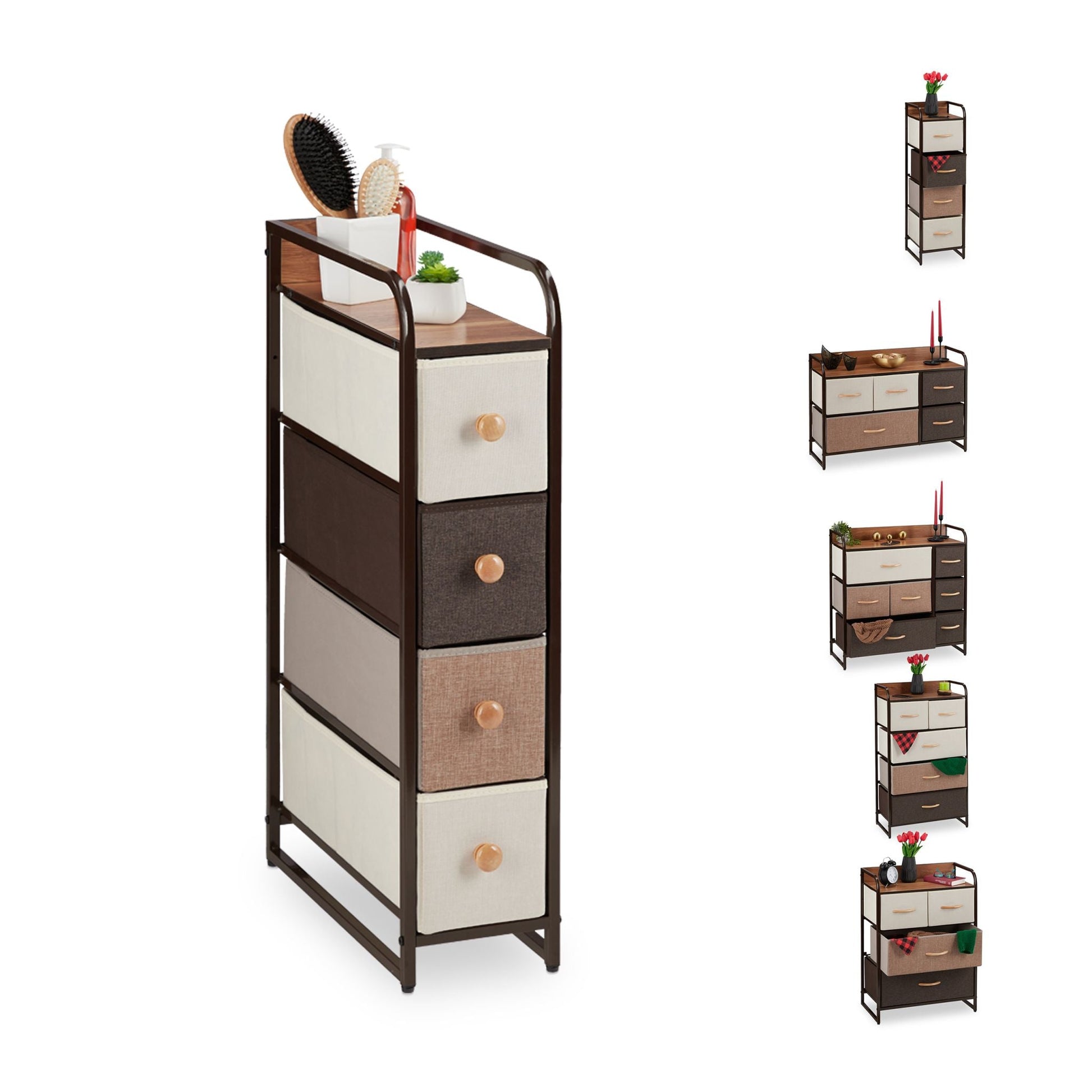 Schubladenschrank vers. Designs Beige-Braun-Hellbraun von Relaxdays