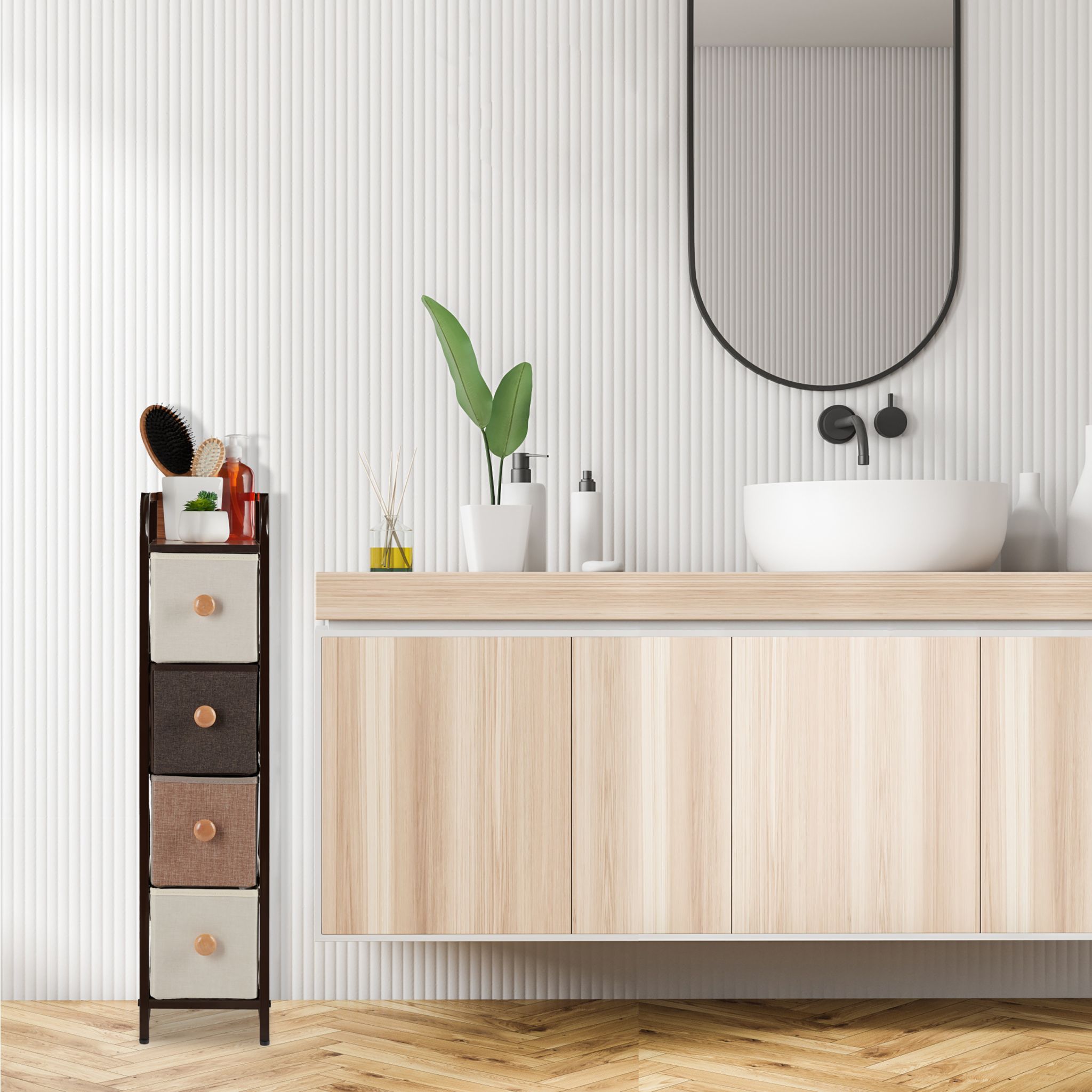 Schubladenschrank vers. Designs Beige-Braun-Hellbraun von Relaxdays