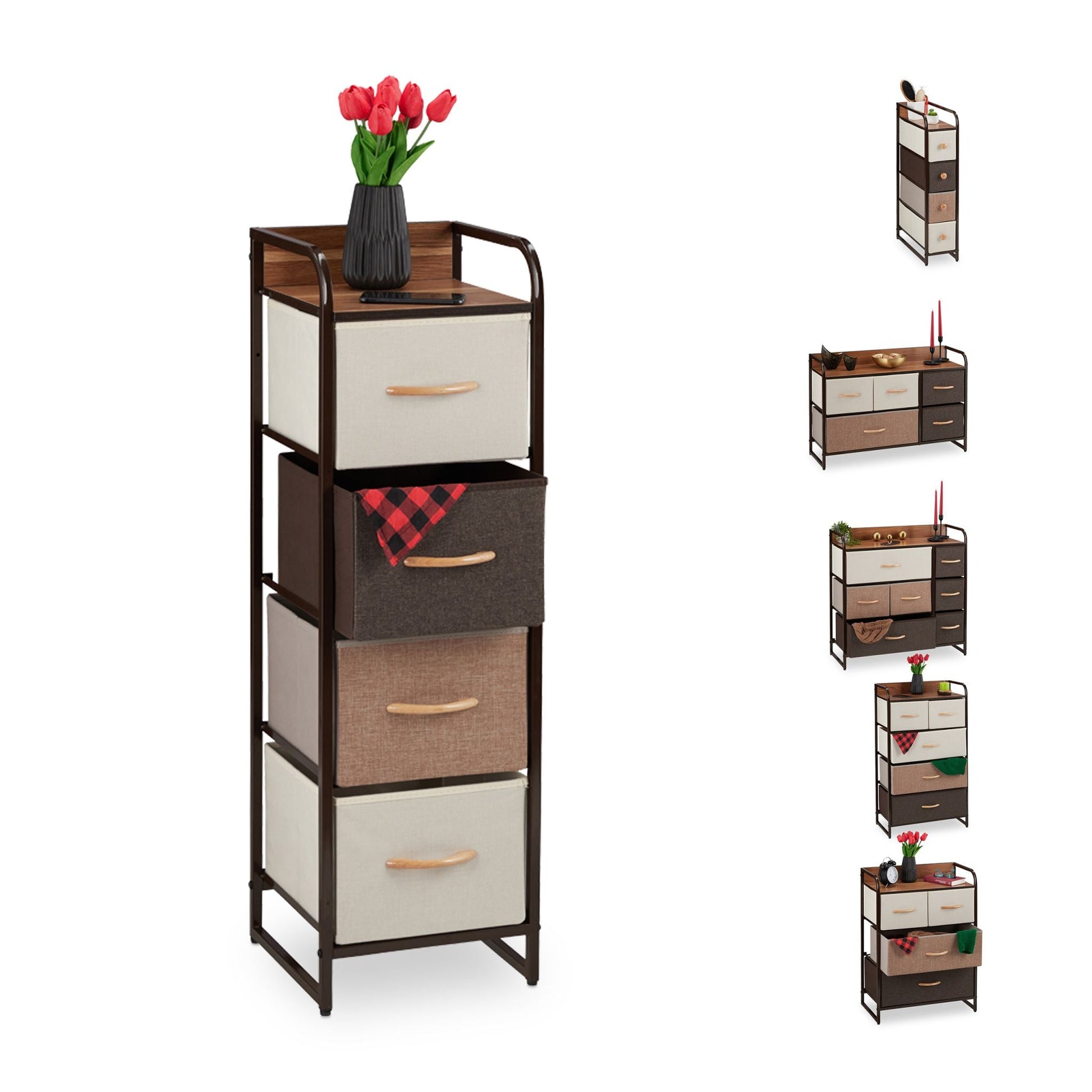 Schubladenschrank vers. Designs Beige-Braun-Hellbraun von Relaxdays