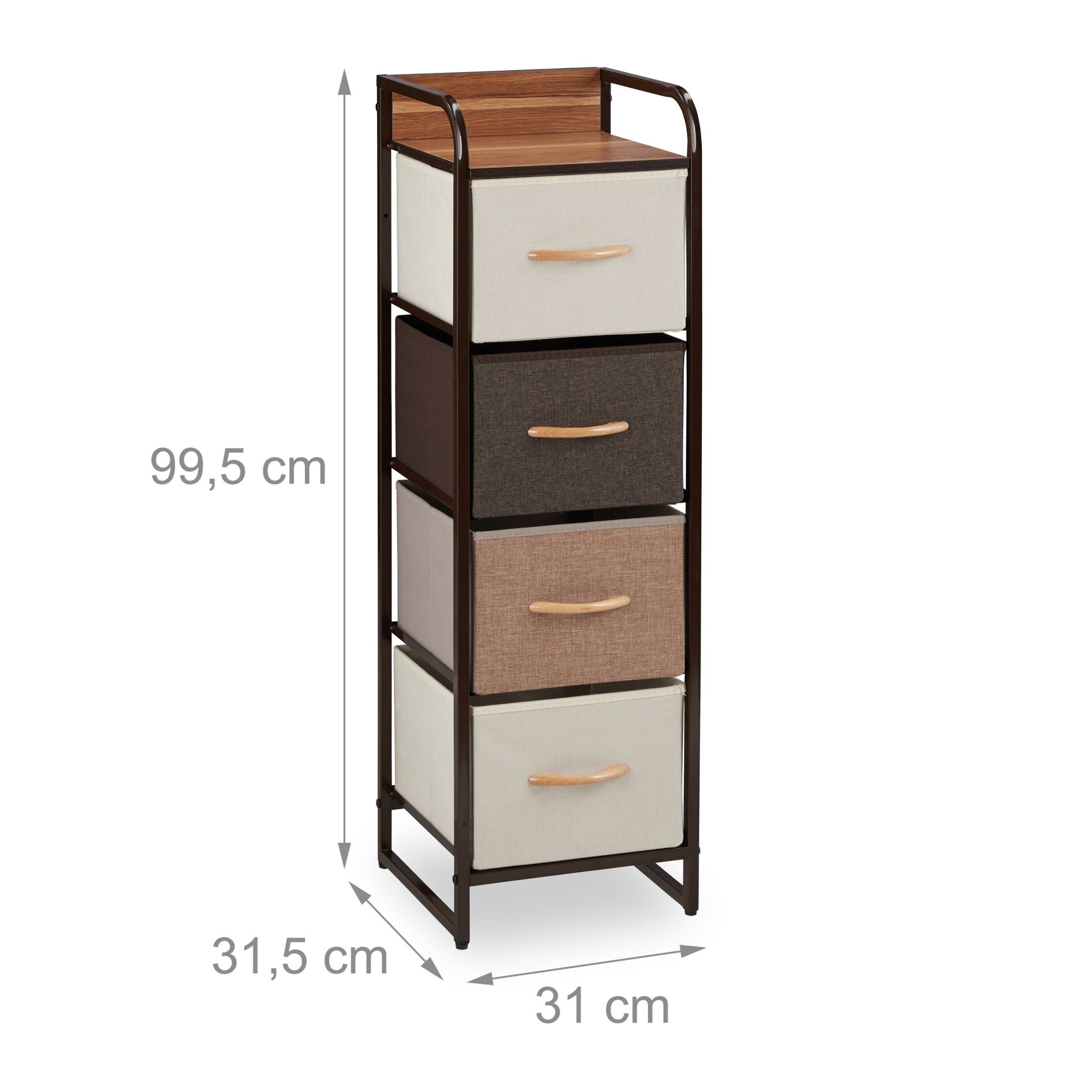 Schubladenschrank vers. Designs Beige-Braun-Hellbraun von Relaxdays