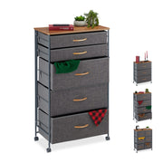 Schubladenschrank mit Rollen Anthrazit-Hellbraun von Relaxdays