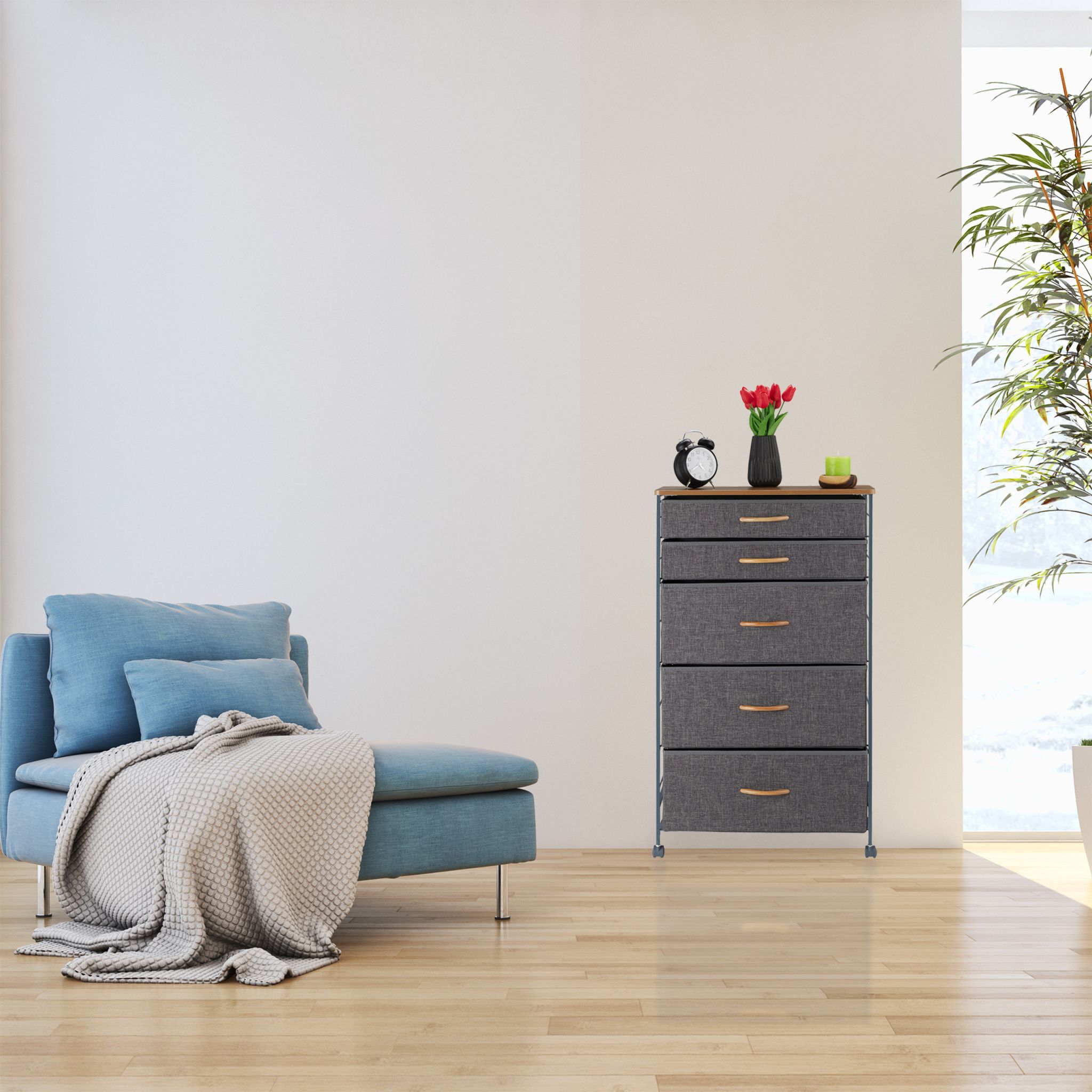 Schubladenschrank mit Rollen Anthrazit-Hellbraun von Relaxdays