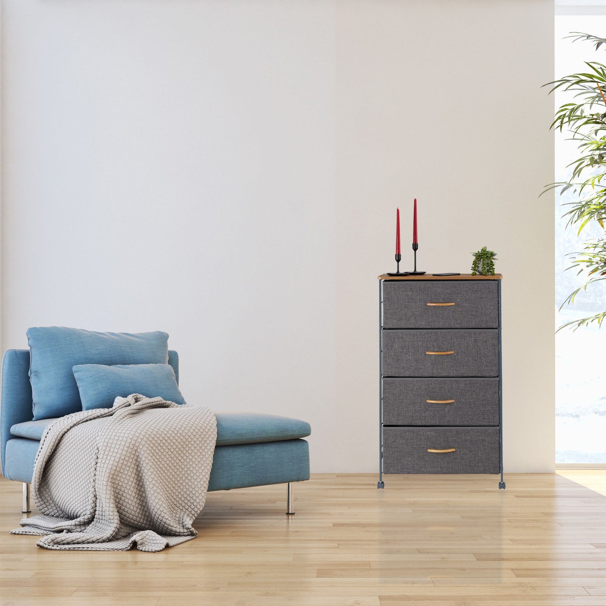 Schubladenschrank mit Rollen Anthrazit-Hellbraun von Relaxdays