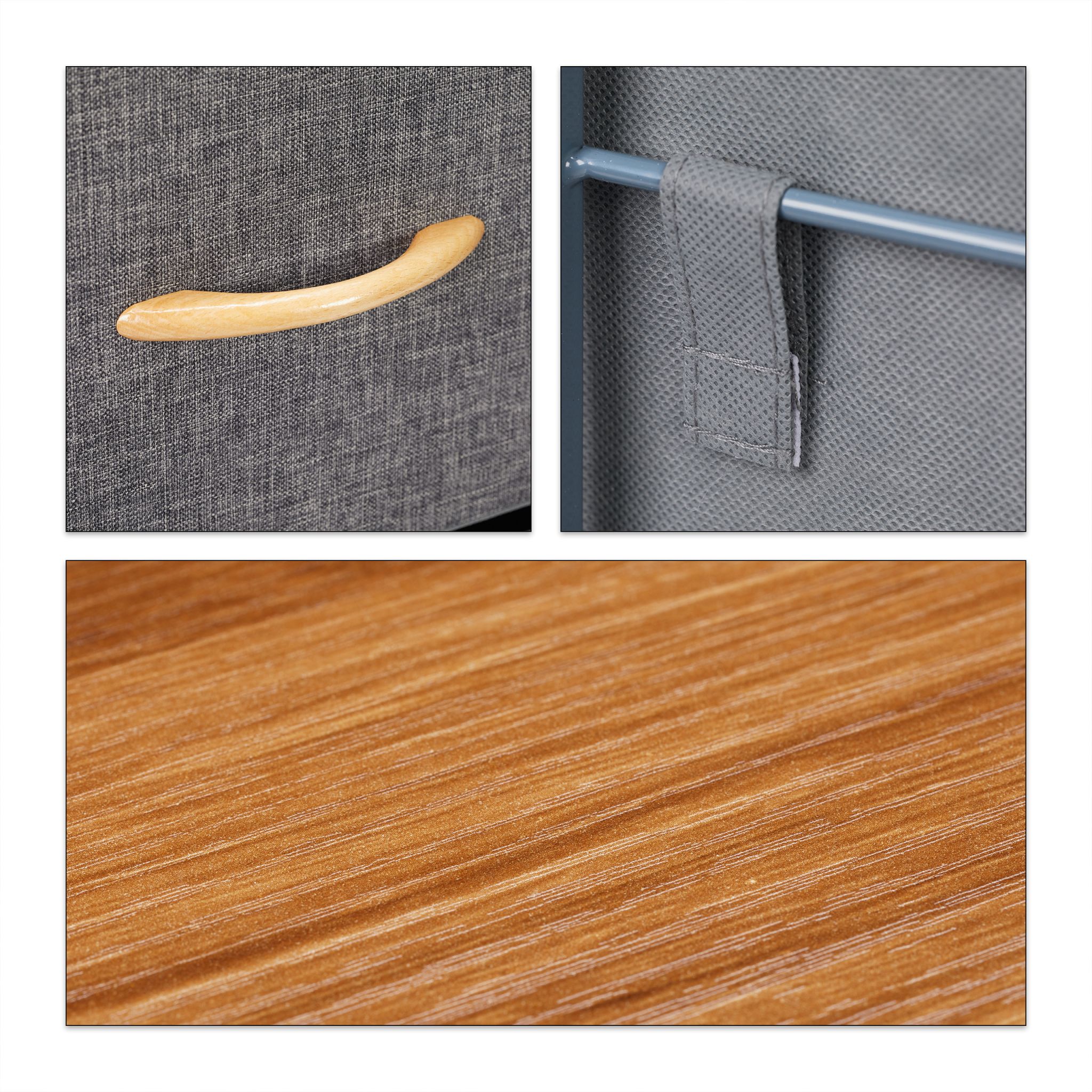 Schubladenschrank mit Rollen Anthrazit-Hellbraun von Relaxdays