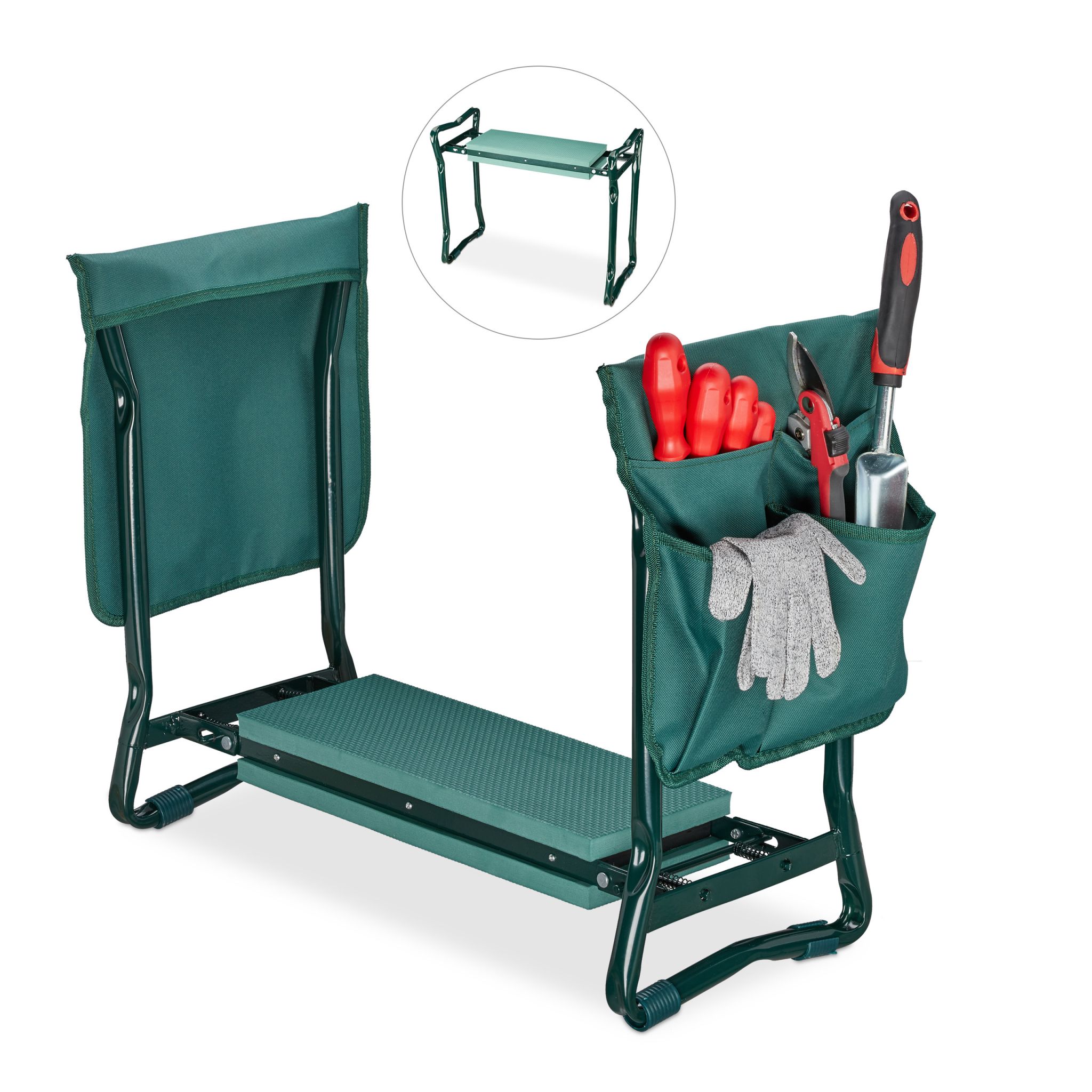 Kniebank mit Taschen Grün von Relaxdays