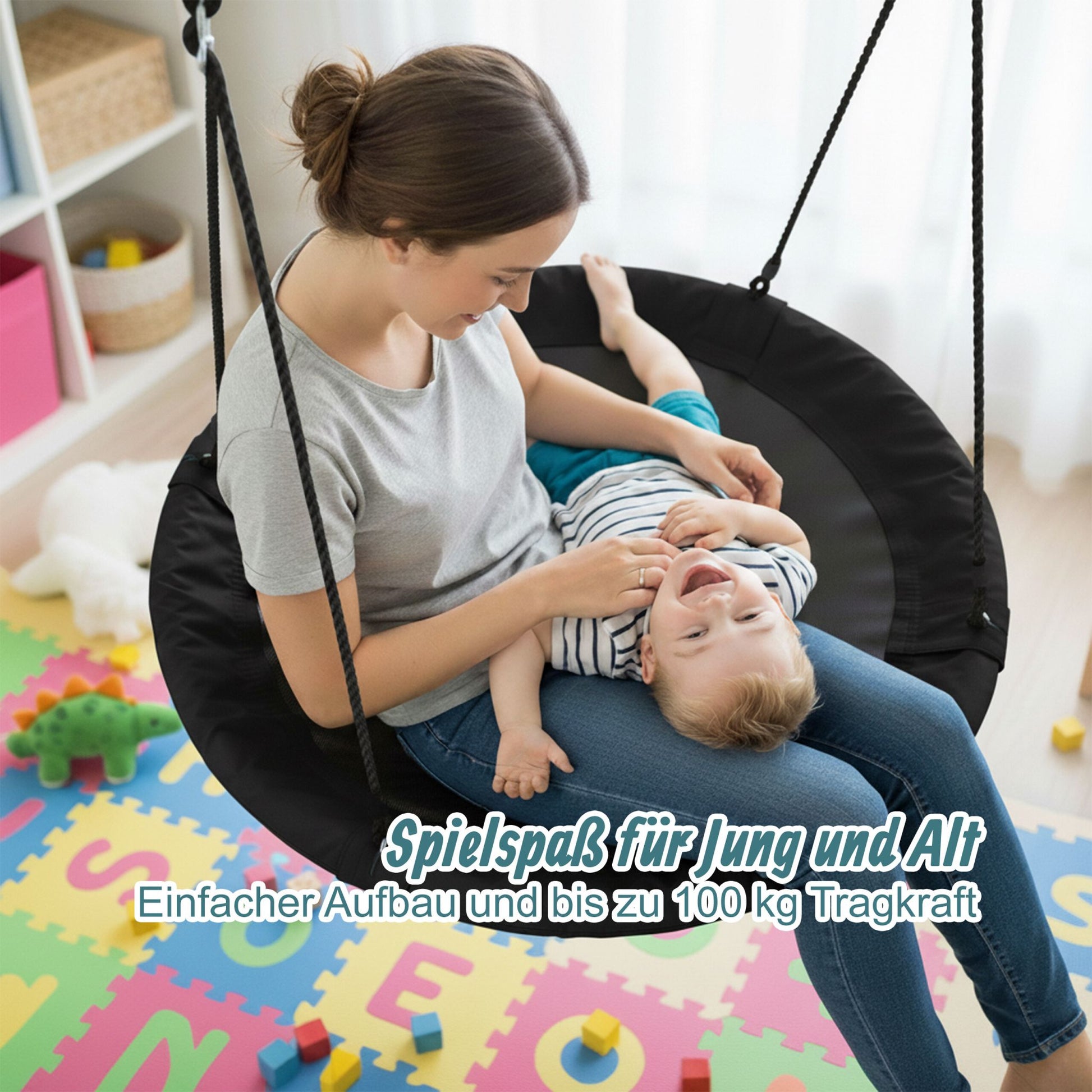 Nestschaukel 90cm Weiss-Schwarz-Grau von Relaxdays